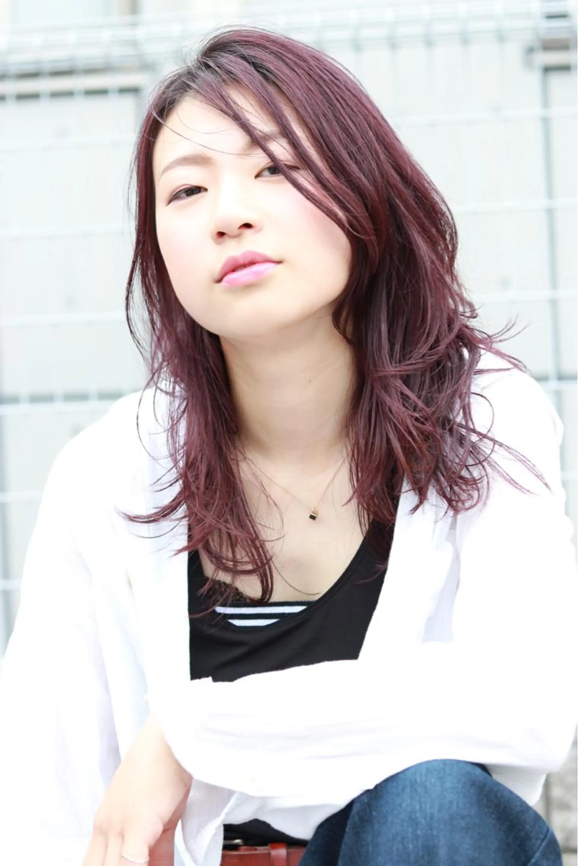 セミロング パープルカラー 杉若 利彦のヘアスタイル