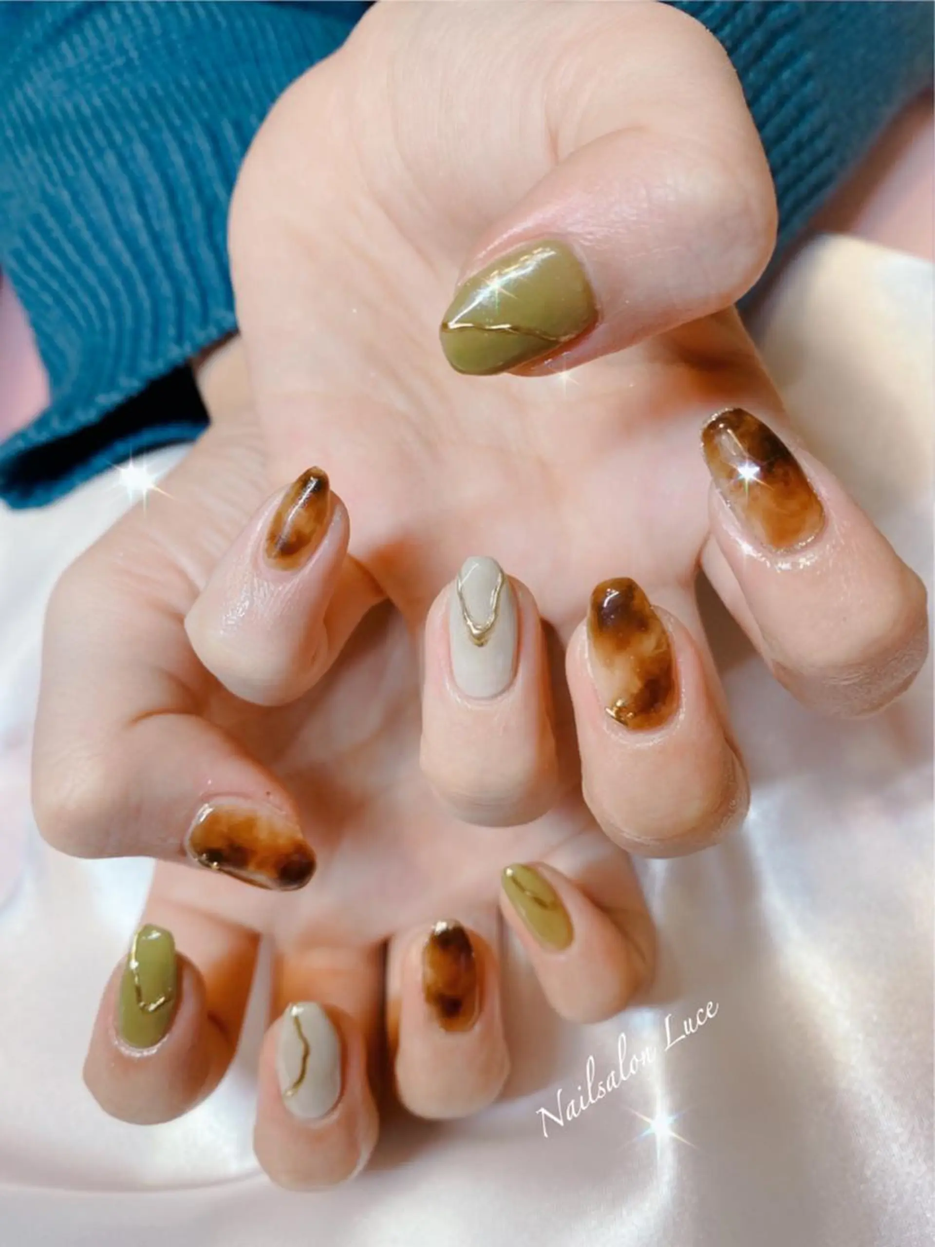 ネイル べっ甲ネイル ジェルネイル ワンカラーネイル ネイル& 脱毛サロン　Lのマツエク・マツパデザイン