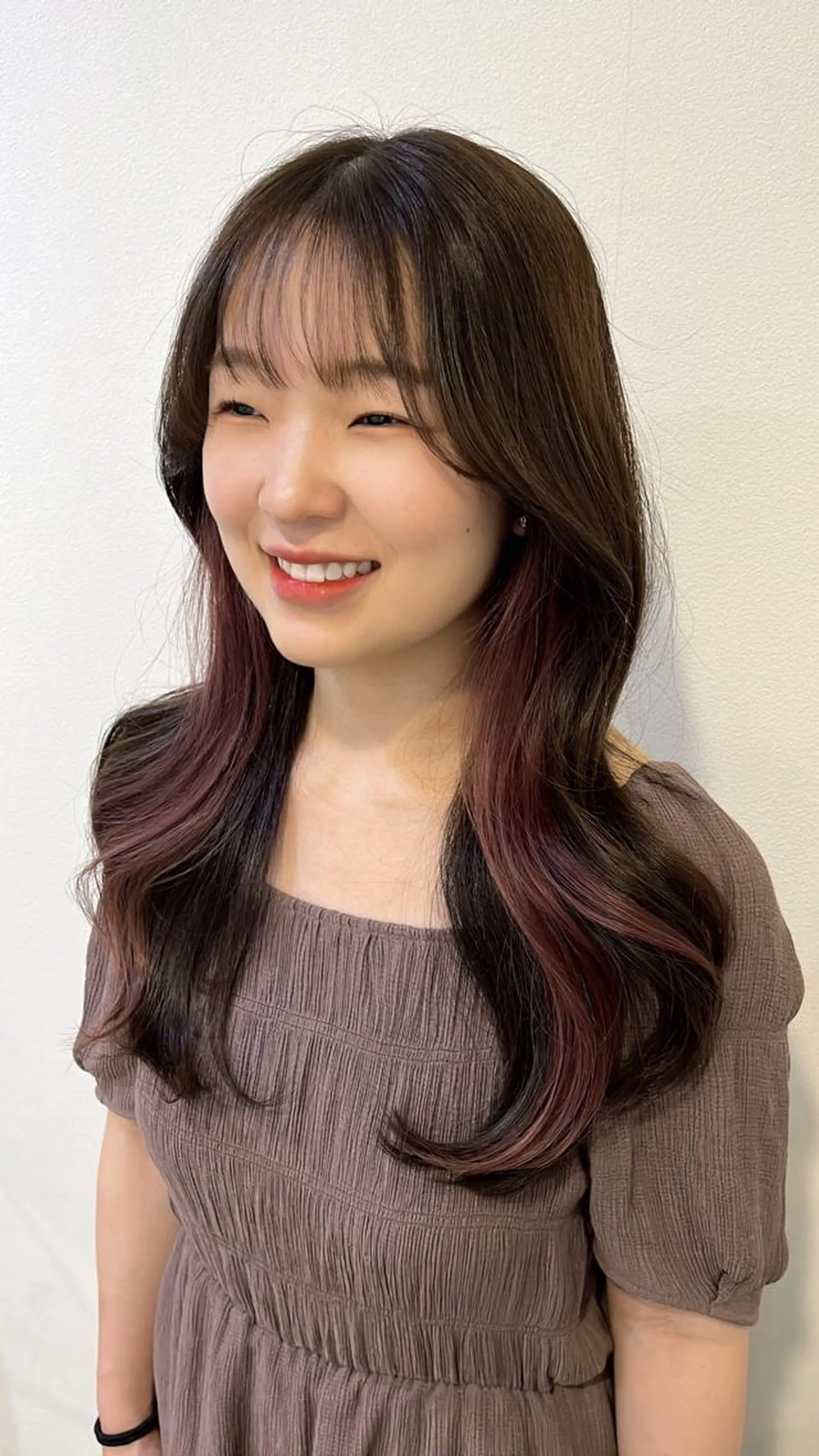ロング カラー ヘアアレンジ ブラウンカラー ココアブラウン エギョモリ ヨシンモリ 韓国風ヘア カット ヘアカラー トリートメント 韓国×巻ける髪質改善 💍maki💍のヘアスタイル