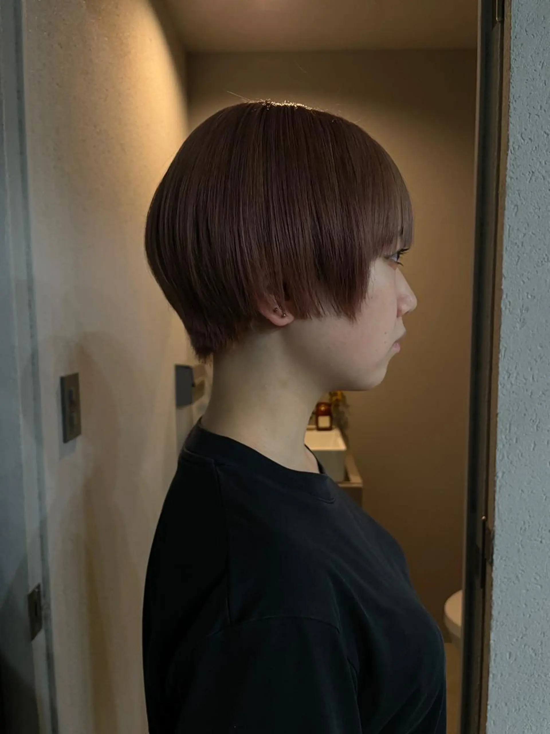 ショート カラー ベージュカラー ピンクカラー ピンクベージュ ヘアカラー 吉田一輝 外国人パーマのヘアスタイル