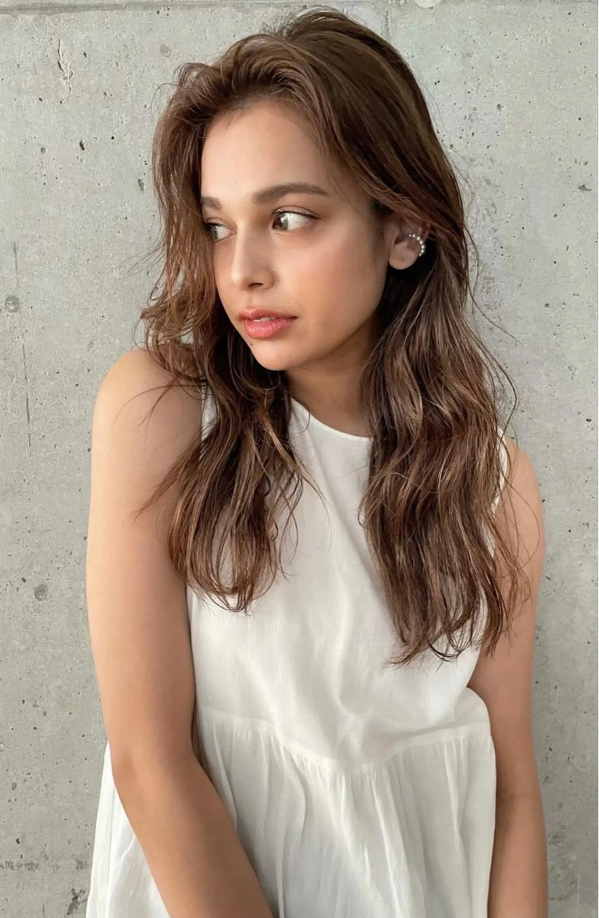 セミロング カラー ヘアアレンジ マツエク・マツパ Miku /ブリーチ/ボブのヘアスタイル