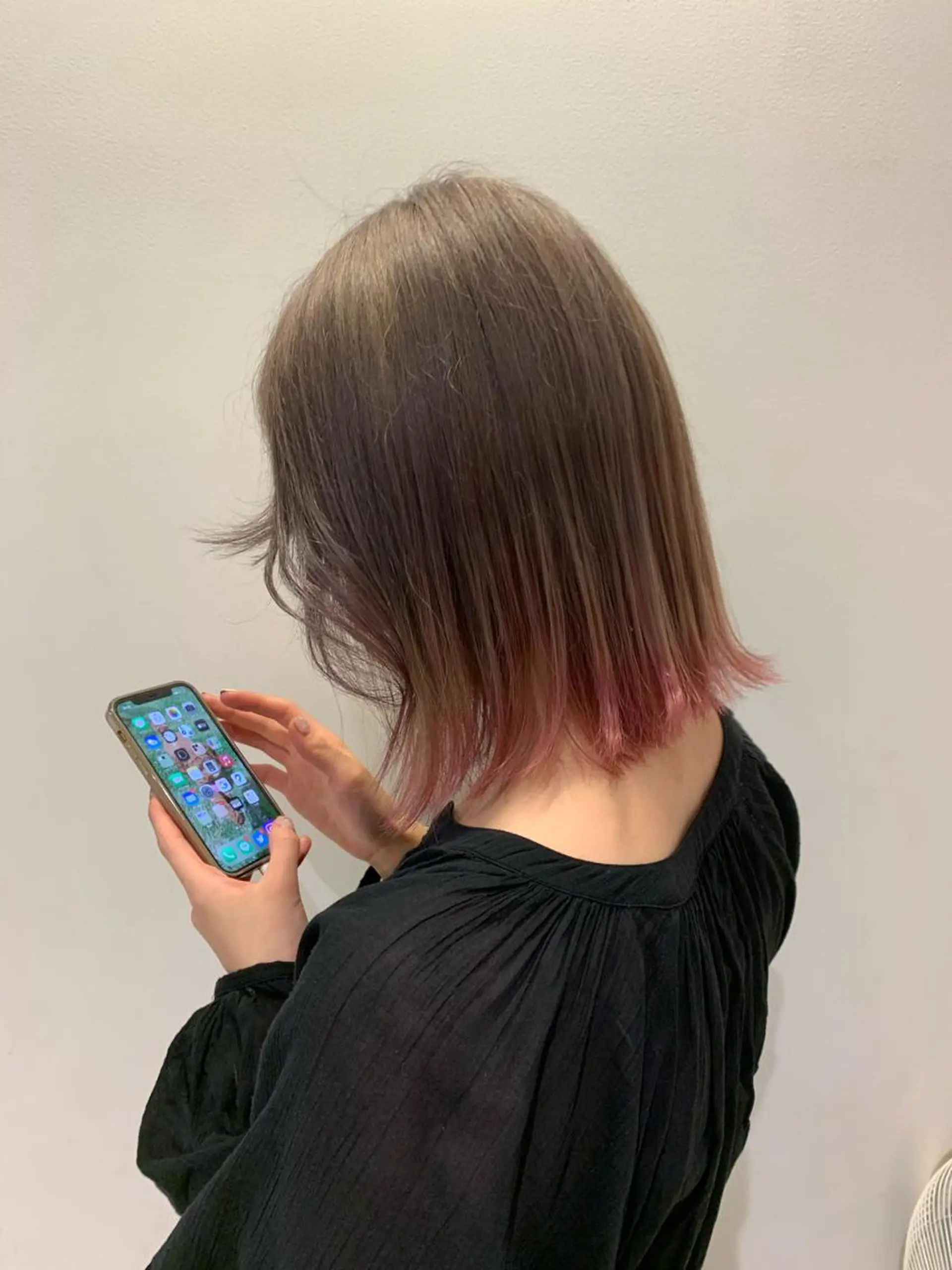 ミディアム ぷつっとボブ/ちゅる ピンク/mika☆のヘアスタイル