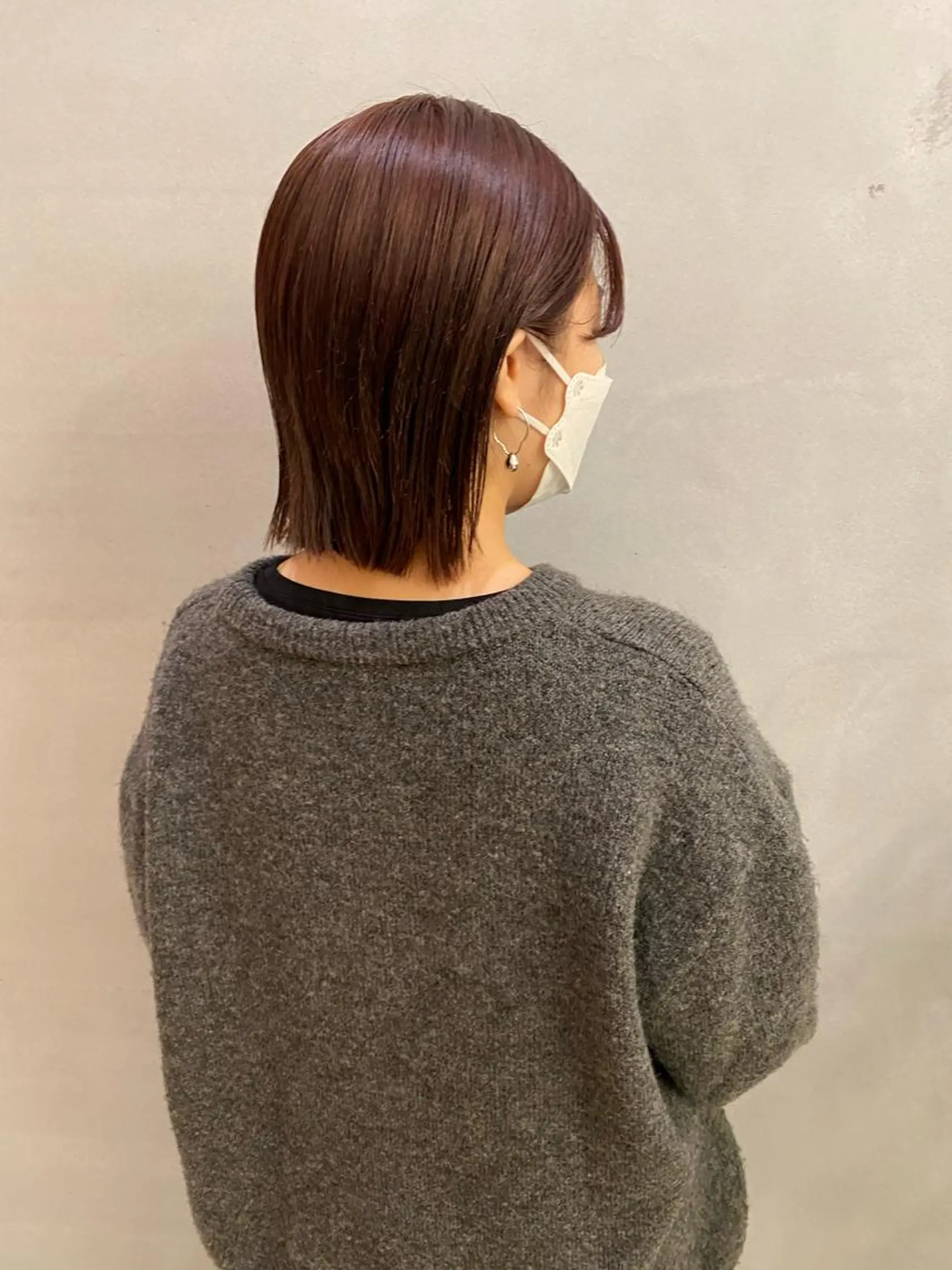 ミディアム カラー ヘアアレンジ ブラウンカラー ピンクカラー ピンクブラウン ボブ 、 、のヘアスタイル