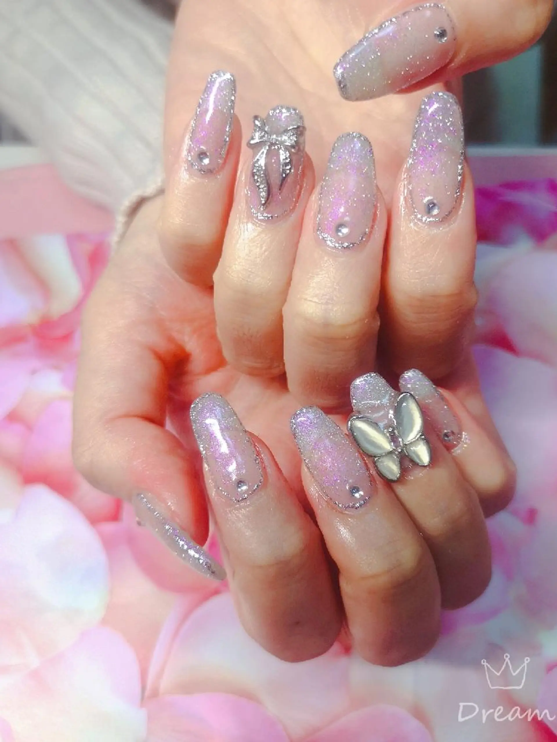 セミロング ネイル ワンホンネイル ハンドネイル ネイリストゆか💅 長さだし、深爪矯正のネイルデザイン