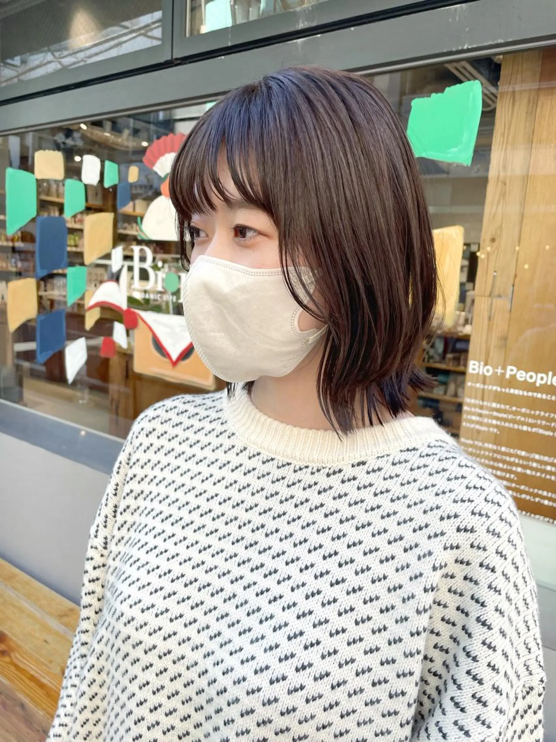 ミディアム カラー ボブレイヤー ブラウンカラー シルバー ボブ レイヤーカット カット ヘアカラー トリートメント HIROKI ” stylistのヘアスタイル