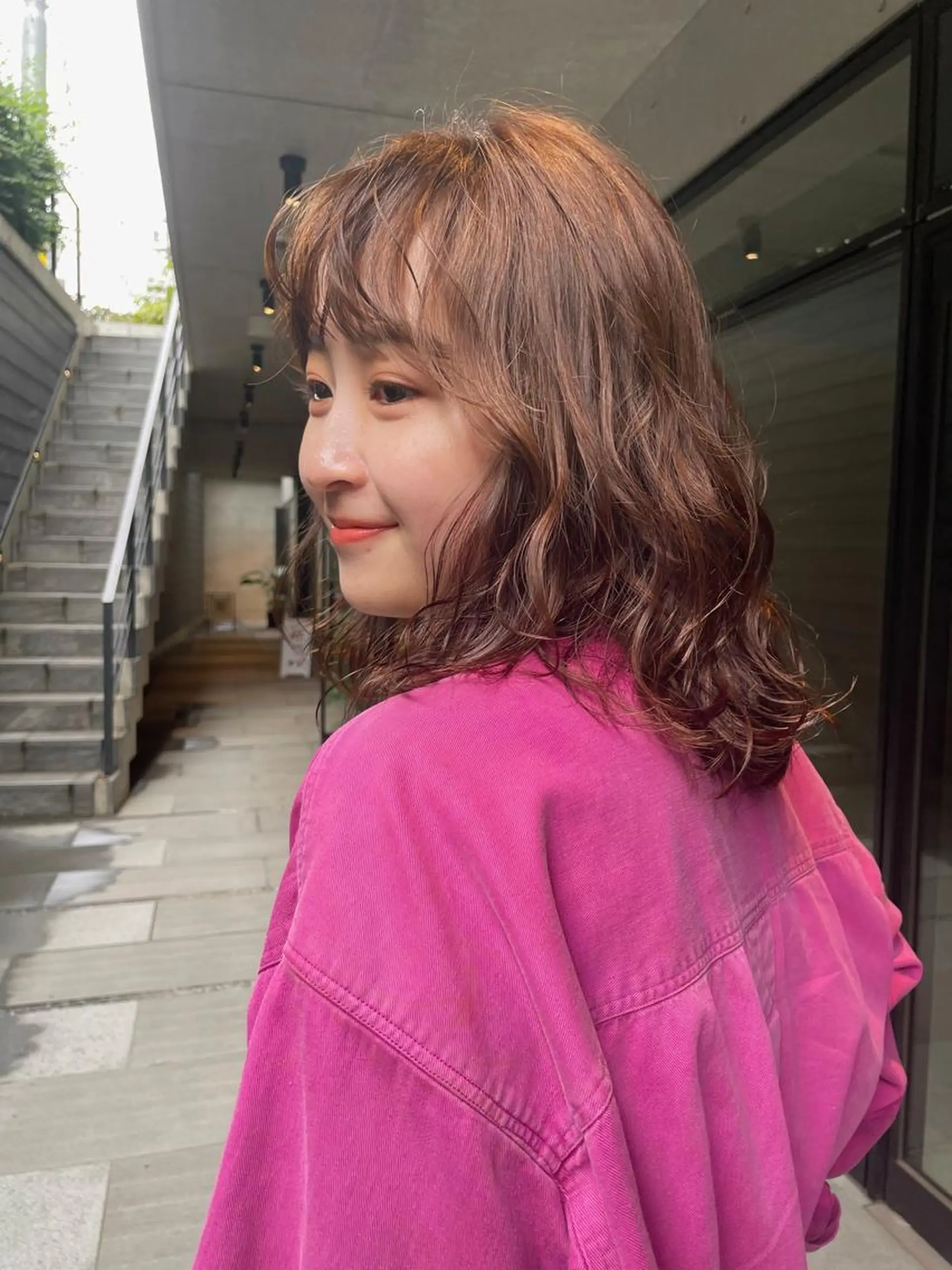 ミディアム パーマ ミディアムパーマ カット パーマ ボブ/ミディアム 親しみやすさ/さくらのヘアスタイル