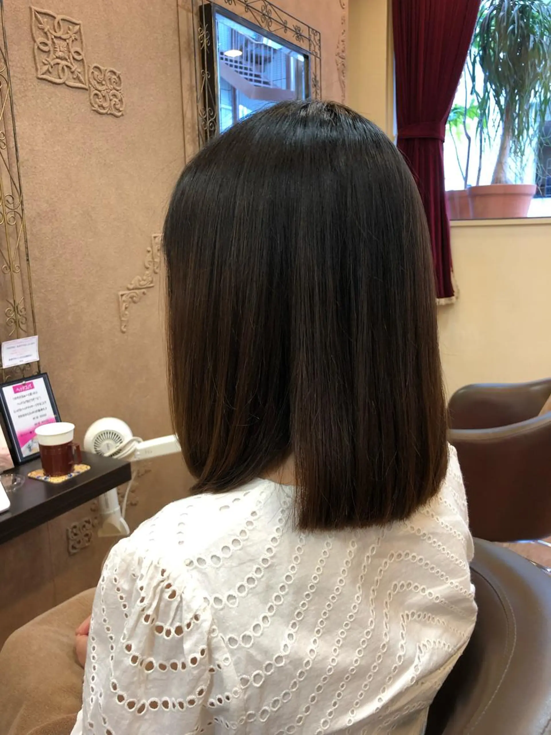 セミロング パーマ カット 縮毛矯正 ［パサつき改善］＊ 髪質改善ケアサロン＊のヘアスタイル