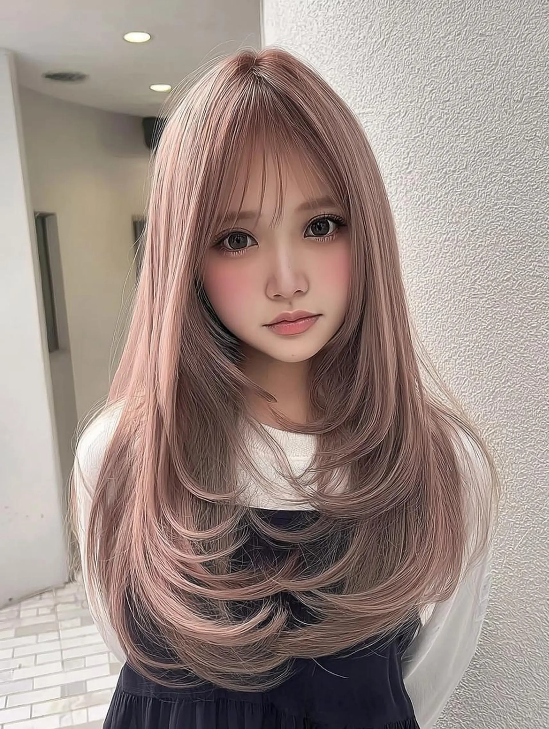 セミロング ボブ 髪質改善 韓国風ヘア レイヤーカット 縮毛矯正 カット ヘアカラー ハイトーン/ブリーチ /reitのヘアスタイル