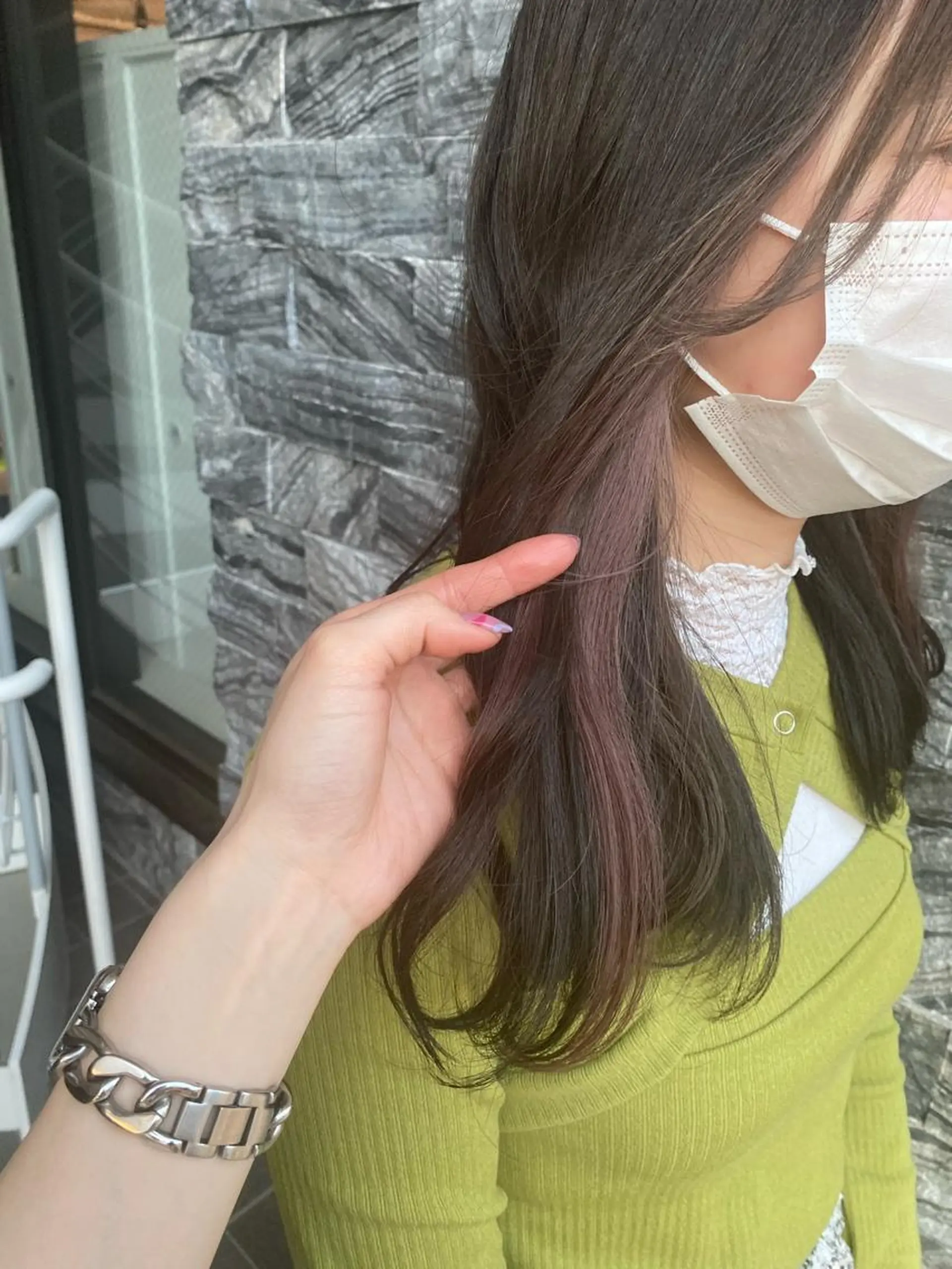 ロング カラー ベージュカラー グレージュ ピンクカラー ピンクベージュ カット ヘアカラー オスズ 🎀´-のヘアスタイル