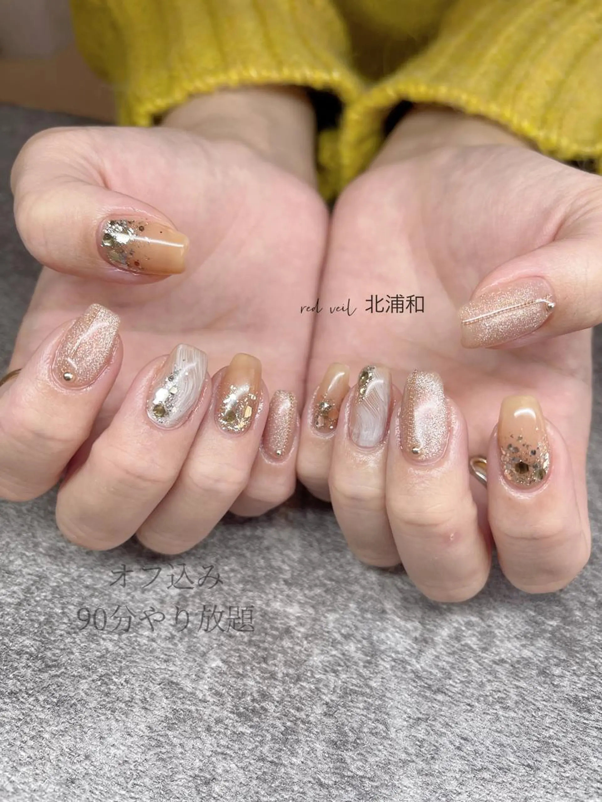 ミディアム ネイル ハンドネイル 長さ出し専門 nynaのネイルデザイン