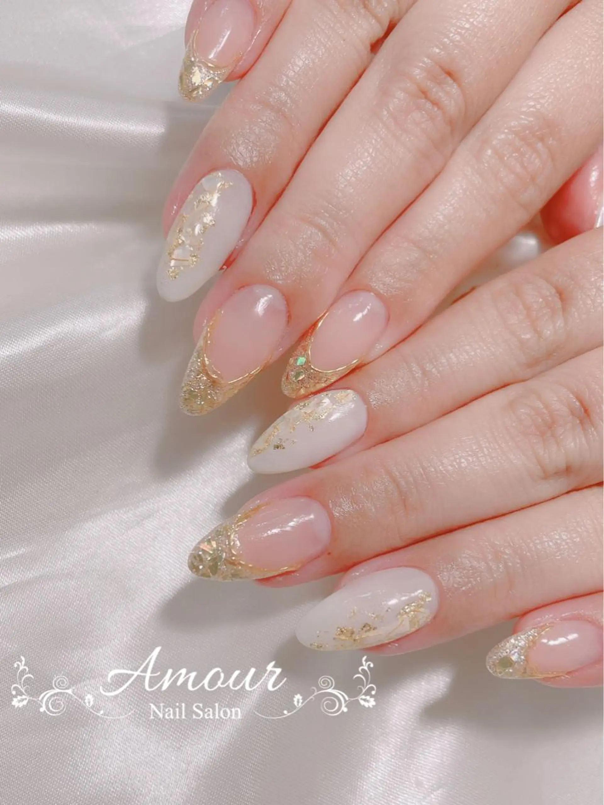 ネイル フレンチネイル ガラスフレンチ nailsalon ♡amour♡のネイルデザイン