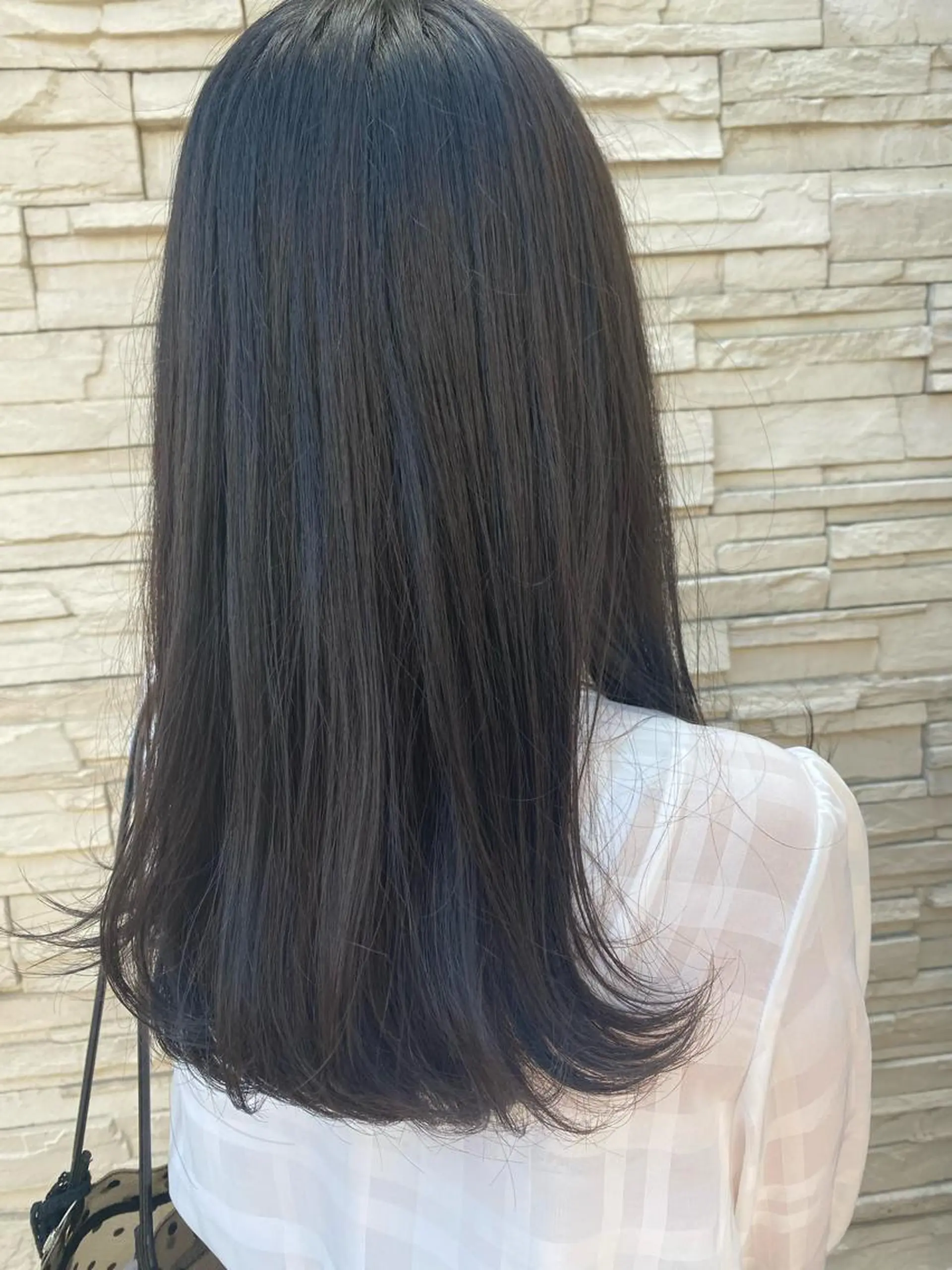 セミロング カラー 黒髪 ブルーカラー ブルーブラック 塩谷黎✨ブリーチ無W カラーメンズパーマ✨のヘアスタイル