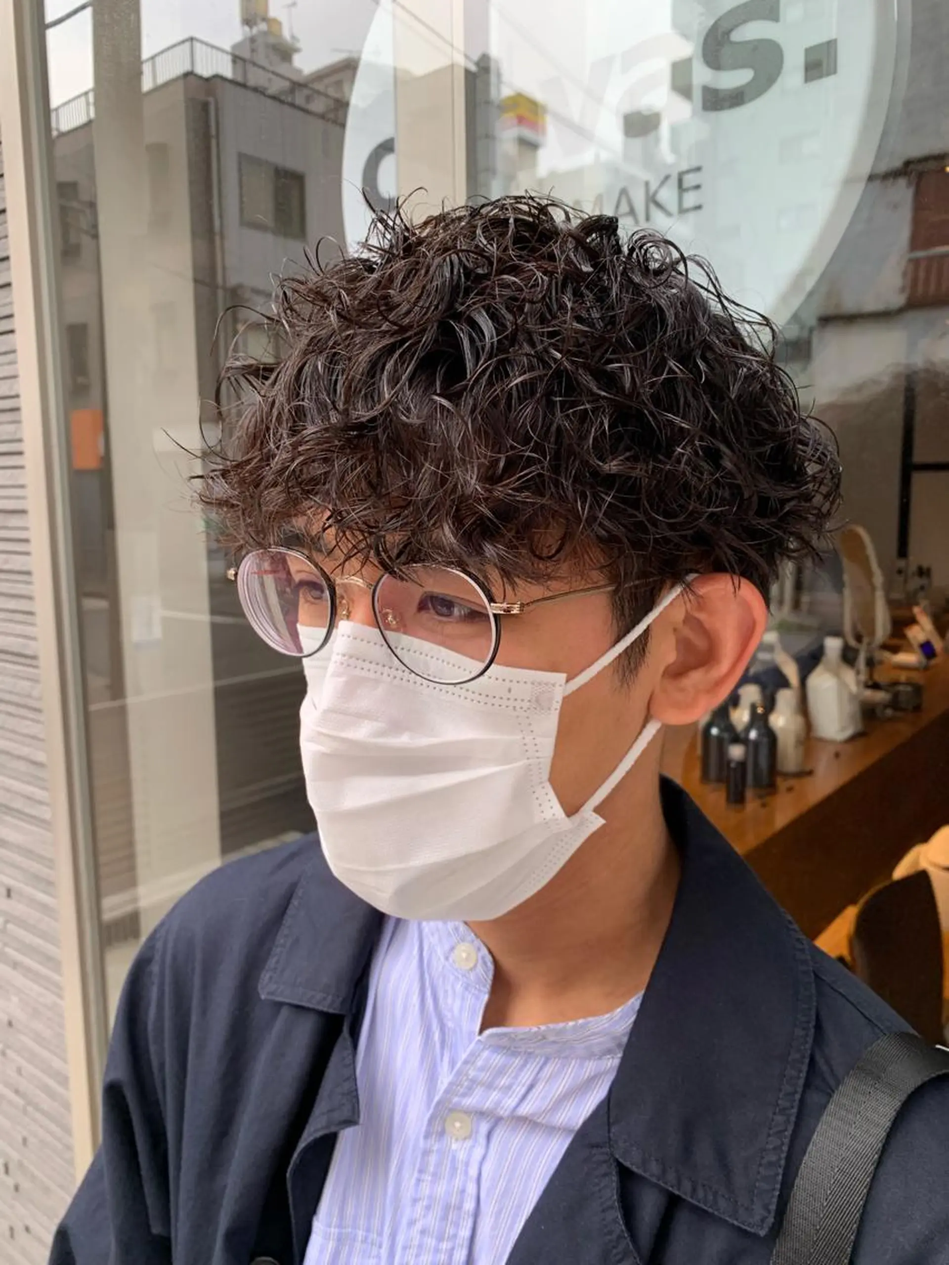 パーマ メンズ ボブ　くせ毛風パーマ 艶カラー/横山大樹のヘアスタイル