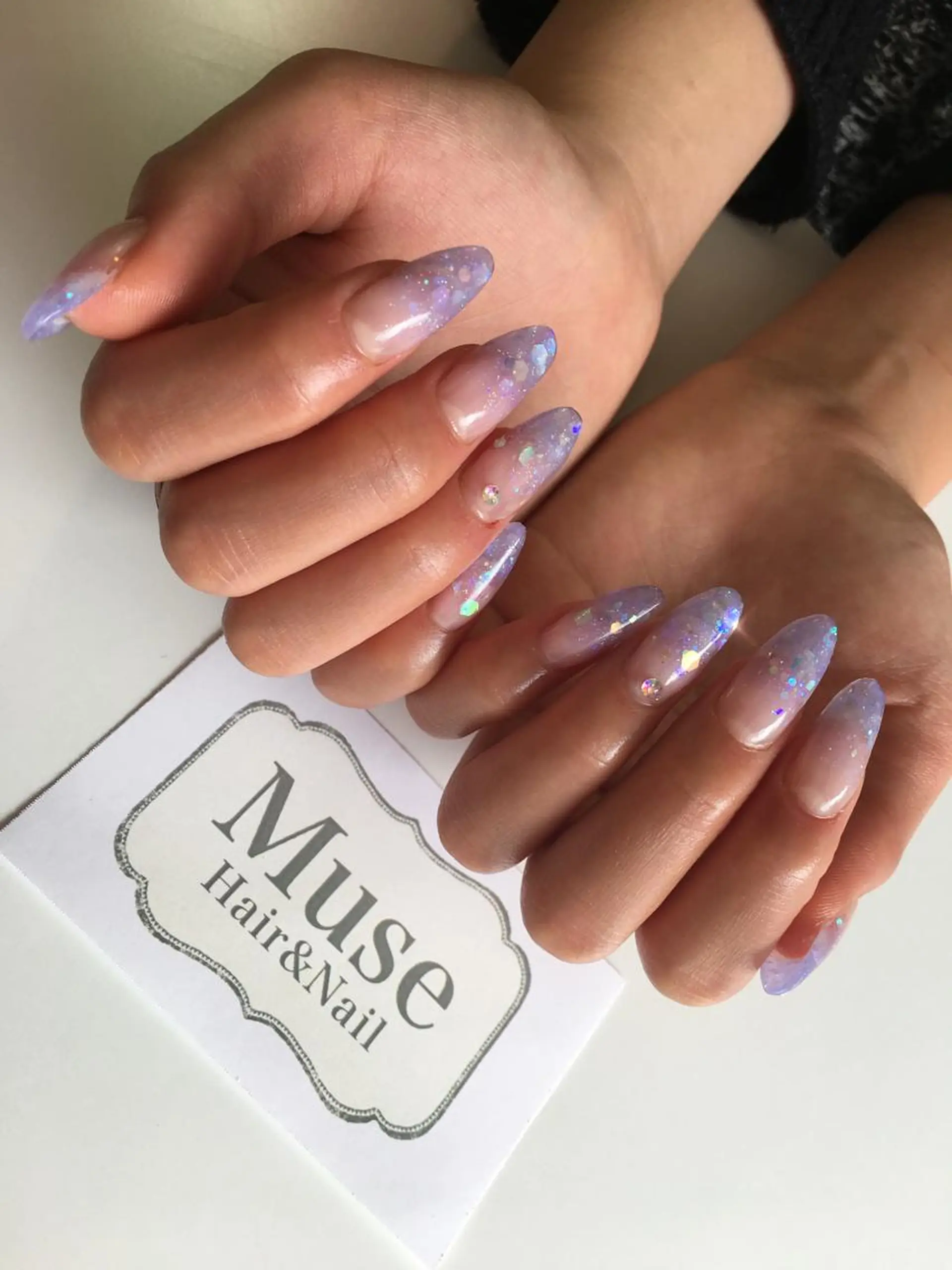 ネイル ラメ(グリッター) パープル スカルプネイル 隠れ家一戸建て金町 HIROMI 葛飾区のネイルデザイン