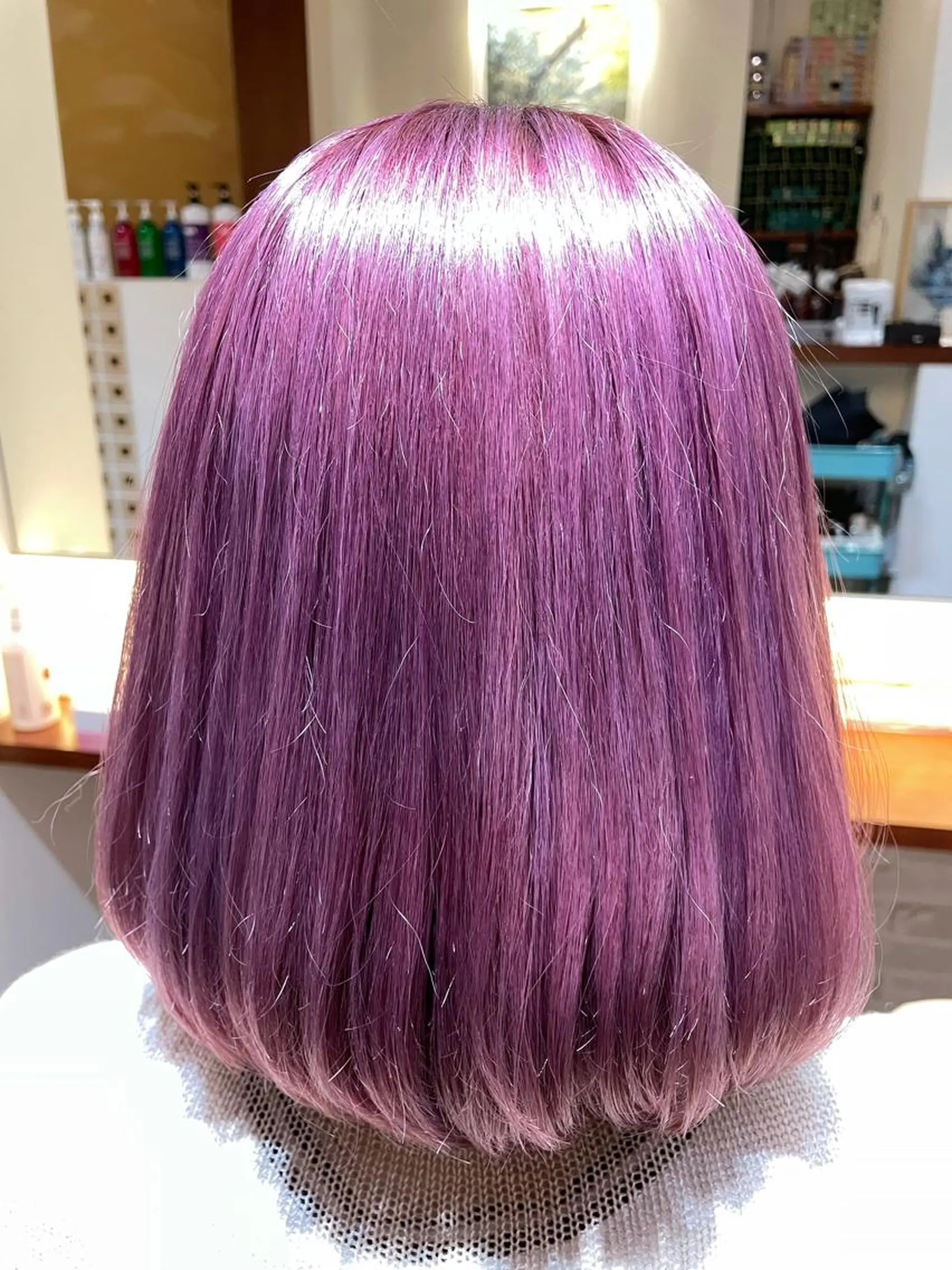 ミディアム カラー ブリーチ ピンクカラー バイオレットカラー ヘアカラー トリートメント CoCooN 店長 さのえみのヘアスタイル