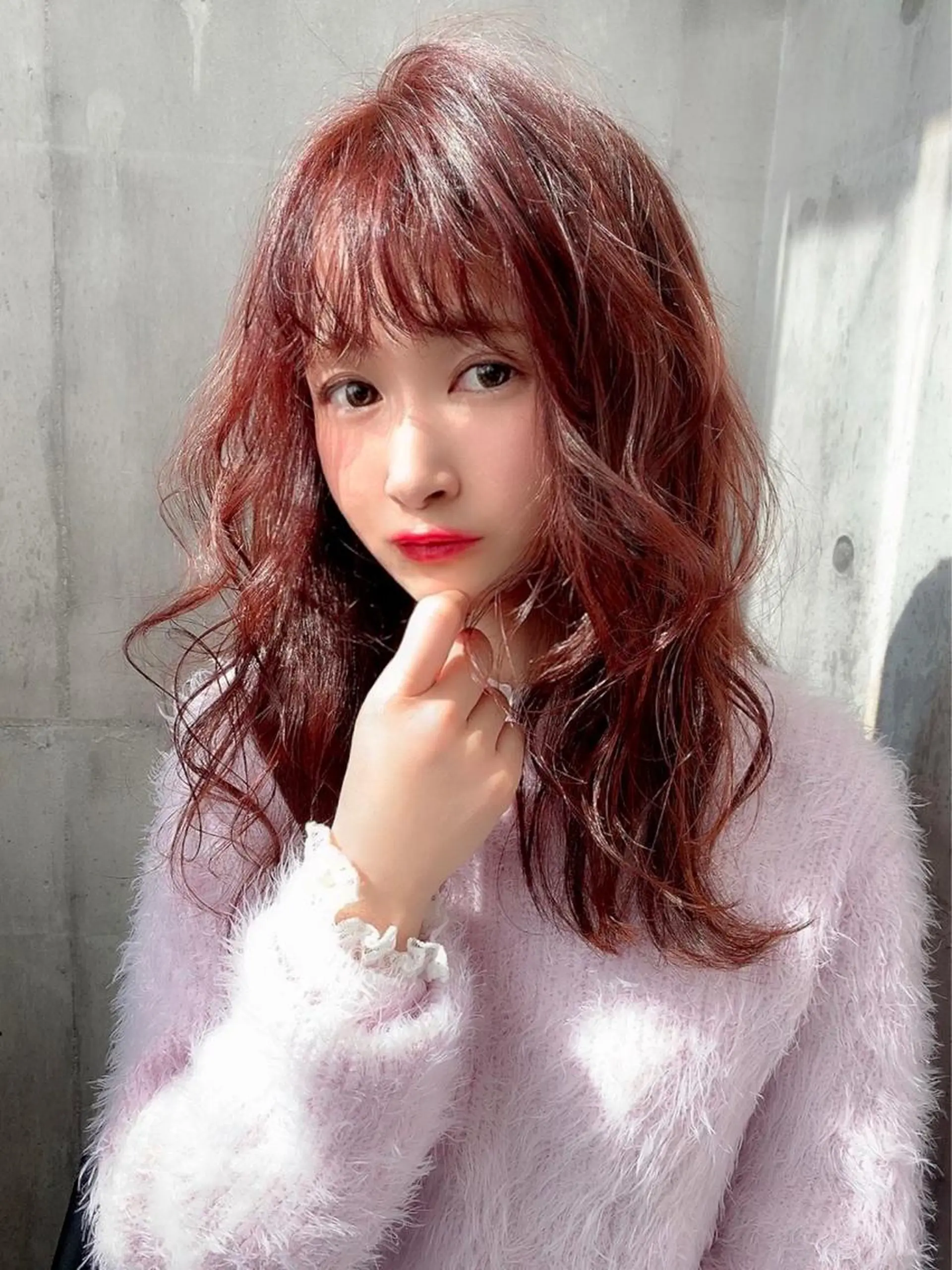 セミロング カラー パーマ レッドカラー メンズ特化👨 細谷碧海のヘアスタイル