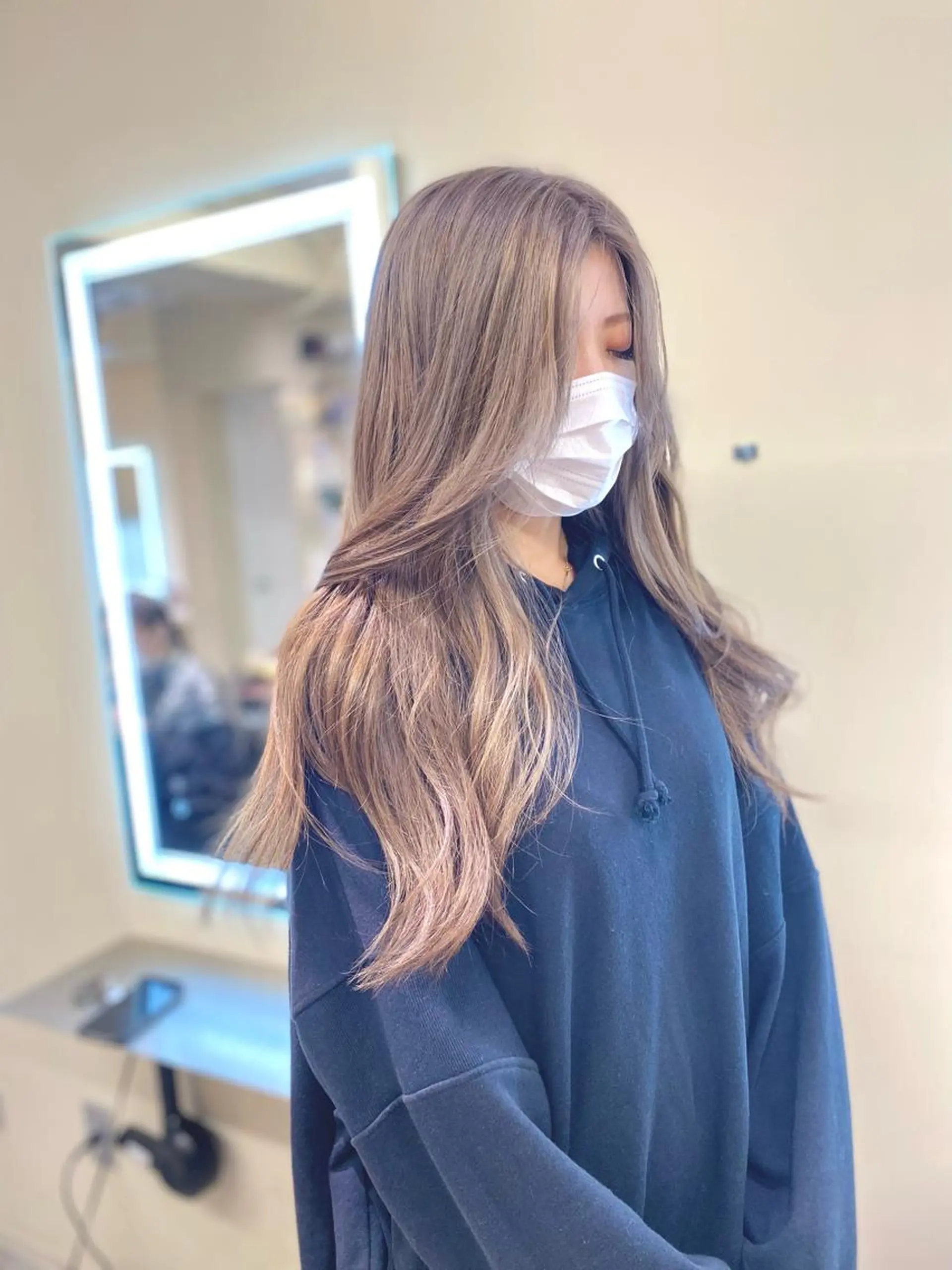 ロング カラー バレイヤージュ ベージュカラー ブリーチ ケアブリーチ 透明感カラー カット ヘアカラー トリートメント opus 店長大和 レイヤー/赤み消しのヘアスタイル