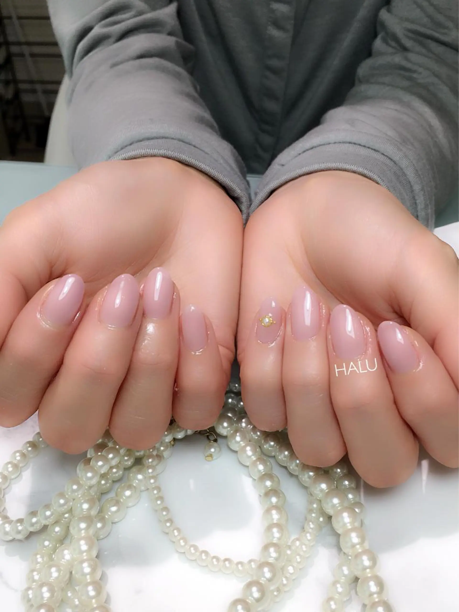 ネイル ブルー ワンカラーネイル ピンク シンプルネイル HALU ハルのネイルデザイン