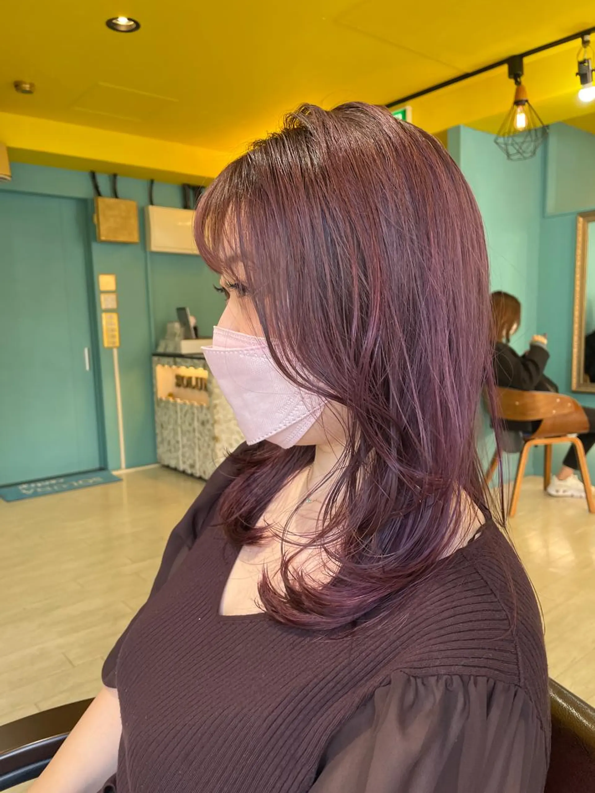 ロング カラー ピンクカラー レイヤーカット カット ヘアカラー トリートメント Share  Salon  Reco【GARDEN】所属・末石 智のヘアスタイル