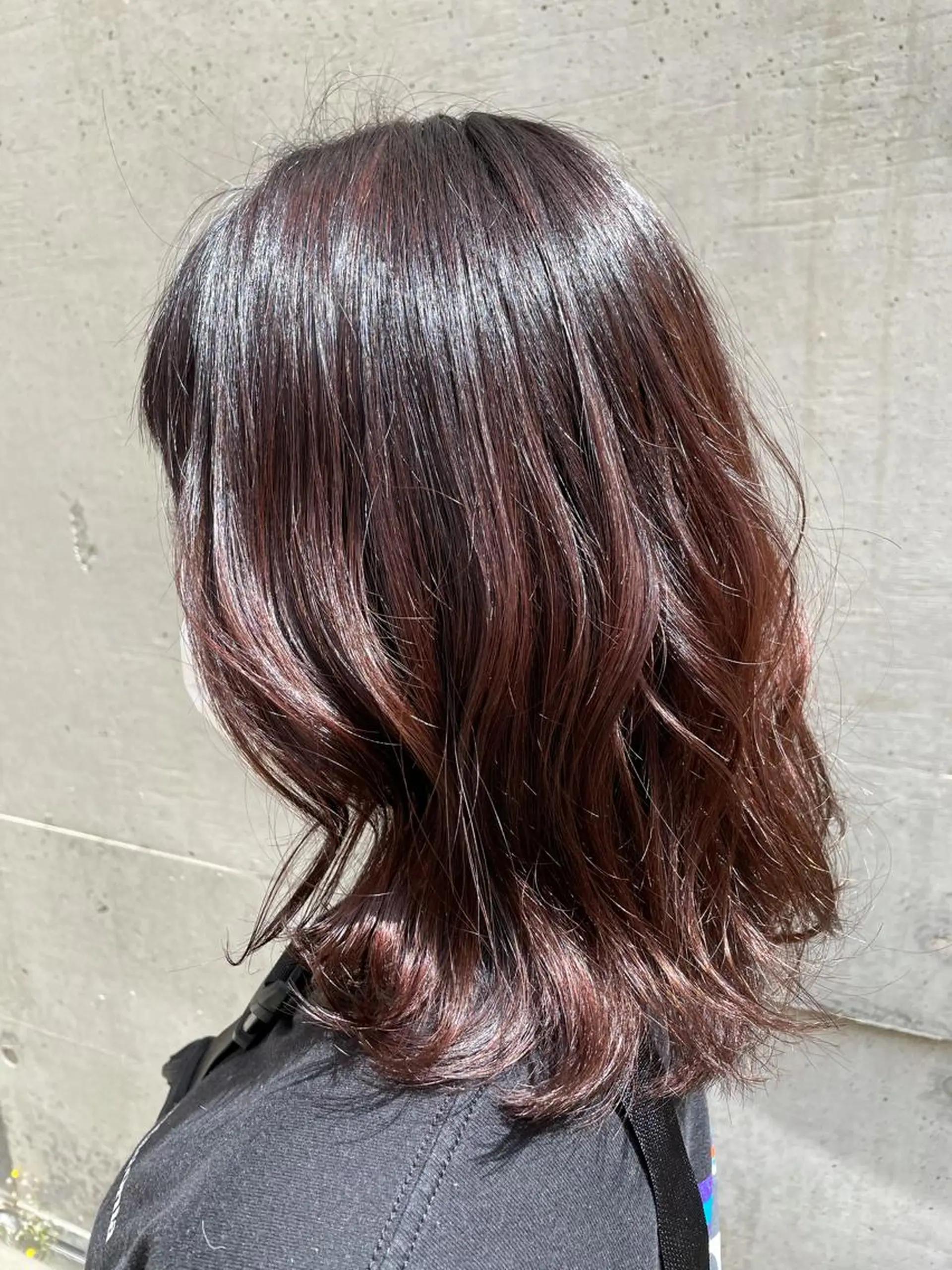 ミディアム ピンクブラウン ba-boo 熊本のヘアスタイル