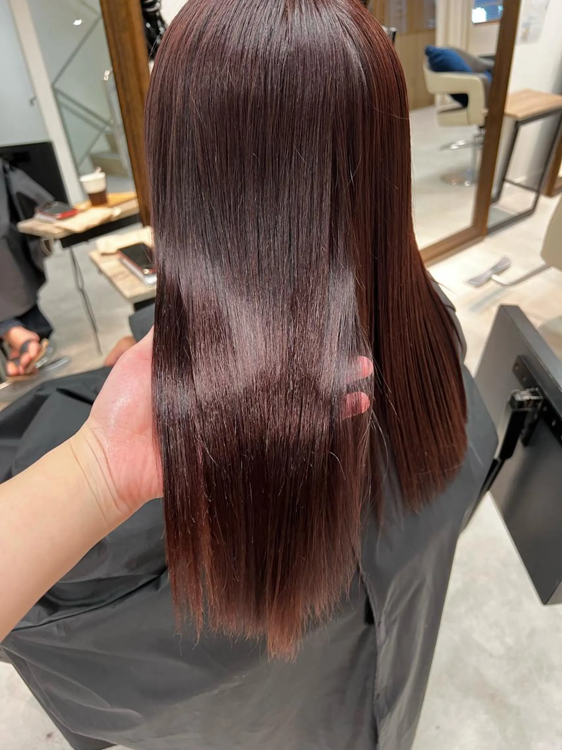ロング レッドブラウン 縮毛矯正 透明感カラー/ボブ / MARIE🍇のヘアスタイル