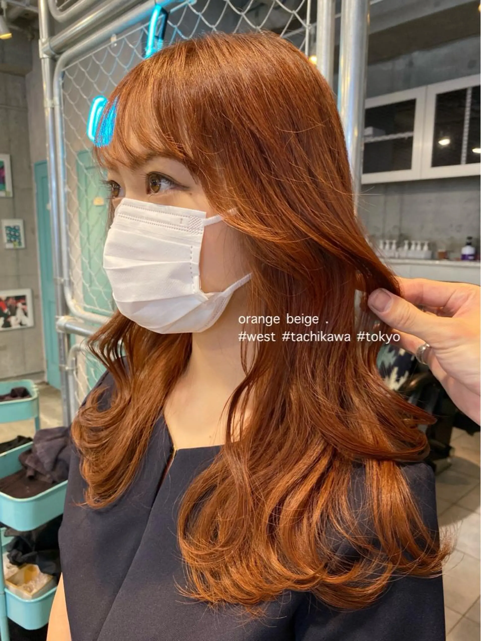 ロング カラー ベージュカラー オレンジ オレンジベージュ ピンクカラー 学生 竹嶌 健吾のヘアスタイル