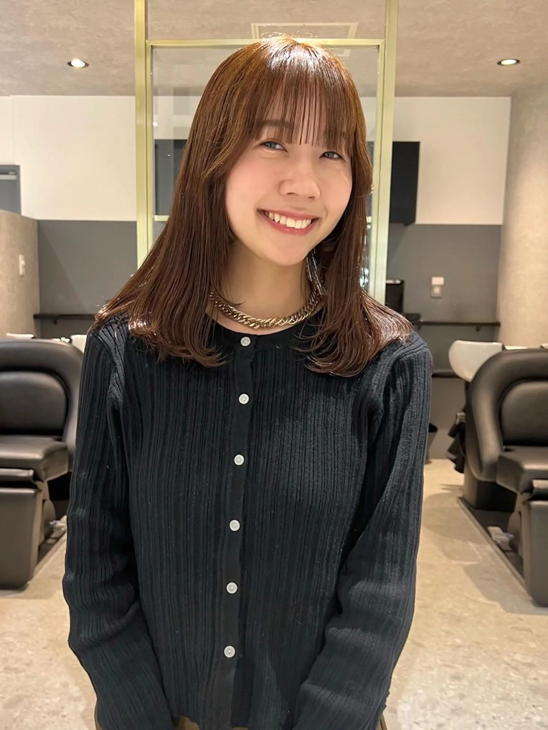 セミロング カット ヘアカラー AI TOKYO　S所属・mizuki 【韓国レイヤー】のヘアスタイル