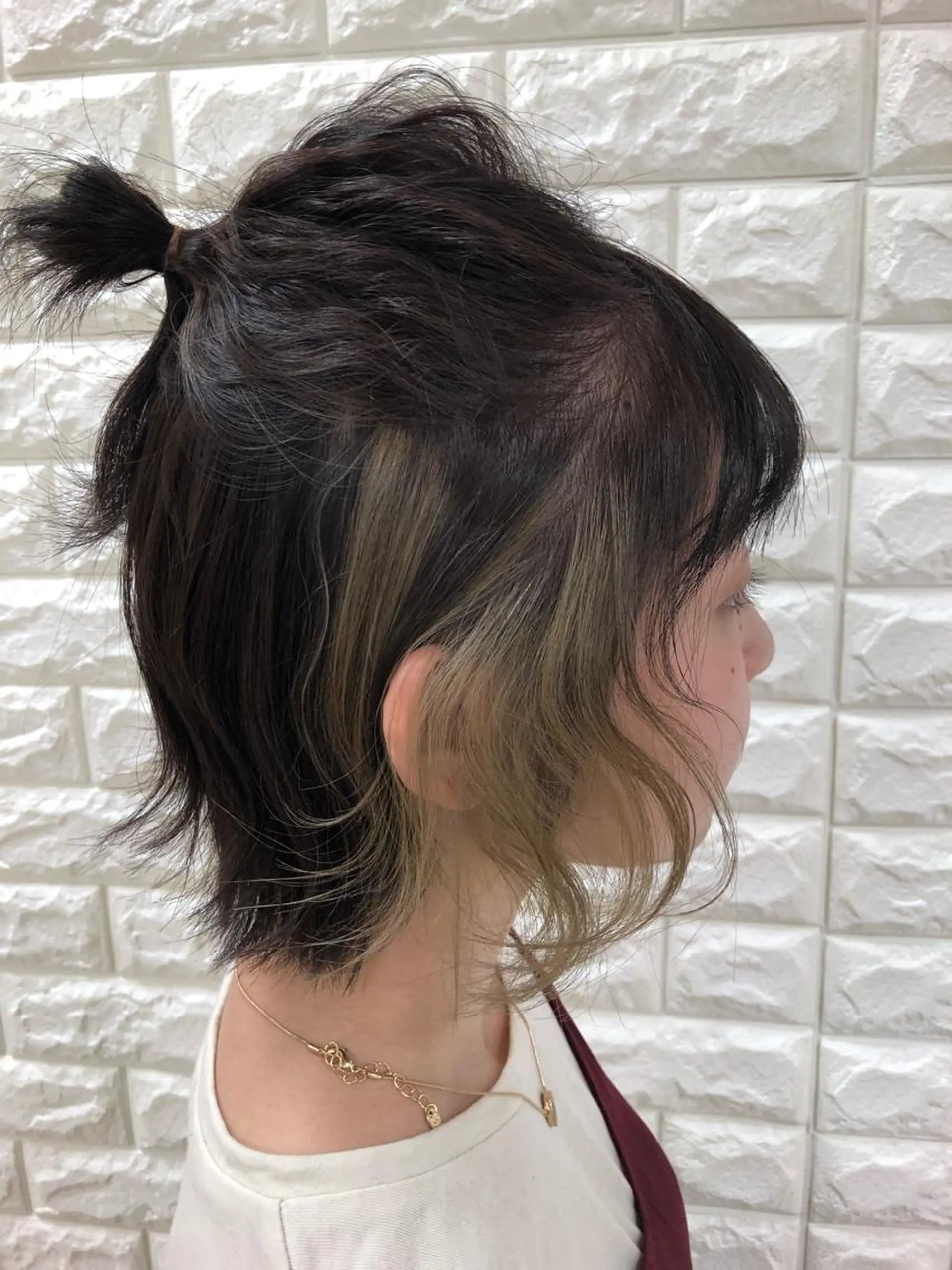 ミディアム カラー お団子ヘア 似合わせ.ﾍｱｾｯﾄ 得意🌹井上美沙のヘアスタイル