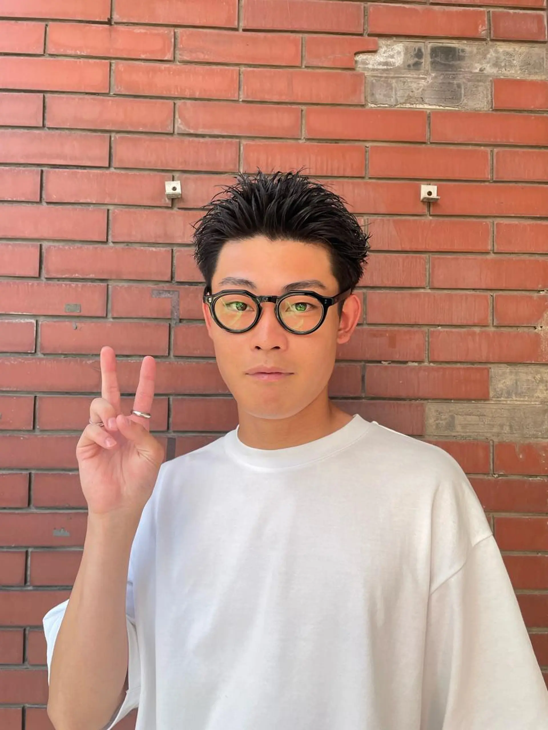 メンズ カット スパイキーパーマ 柏NO1 藤本葉のヘアスタイル