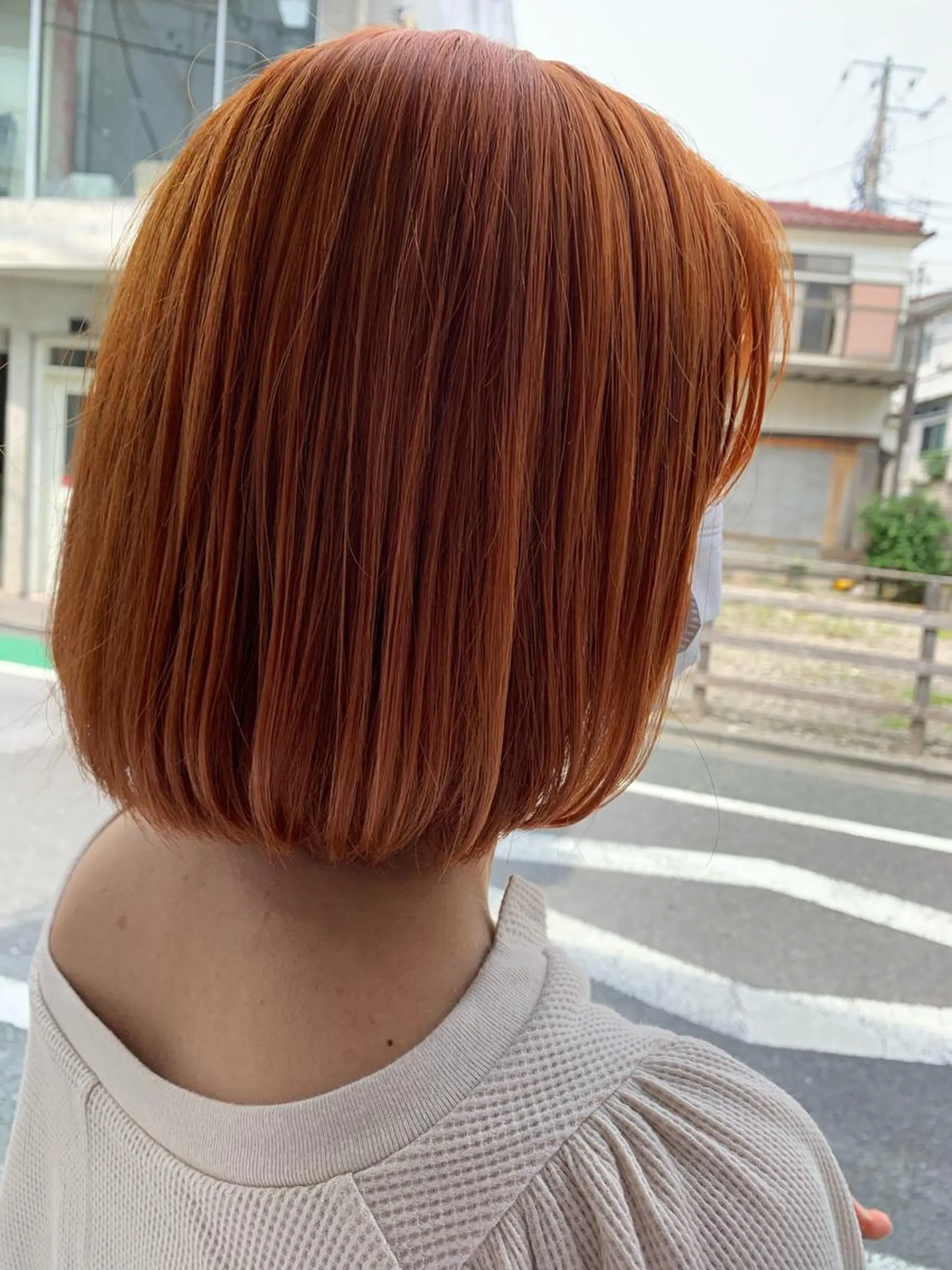 ショート カラー パーマ ヘアアレンジ オレンジ パーマ/透明感カラー /ボブ/吉田一生のヘアスタイル