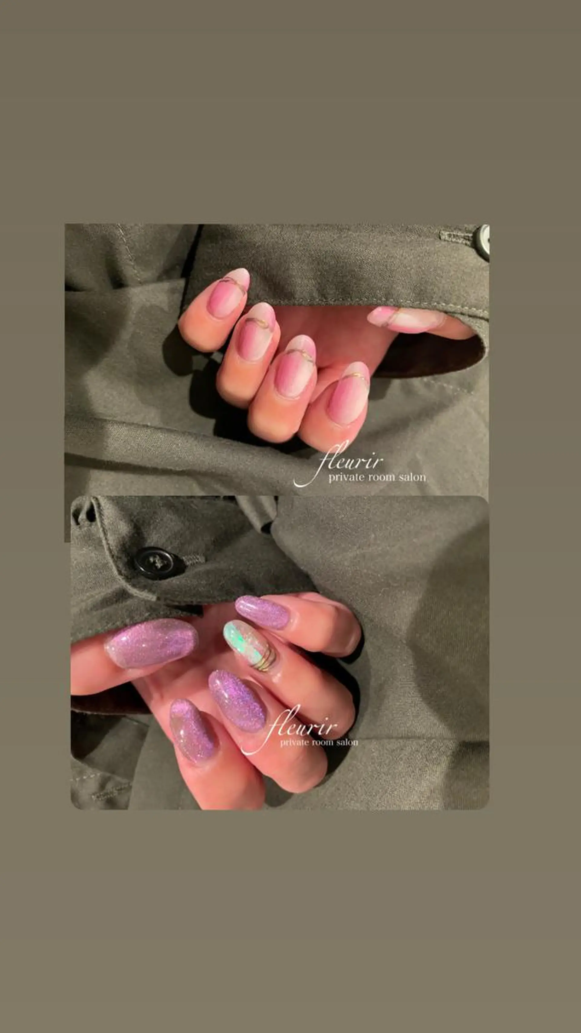 ネイル フレンチネイル マグネットネイル オンブレフレンチ フルリール 【プライベートサロンのネイルデザイン