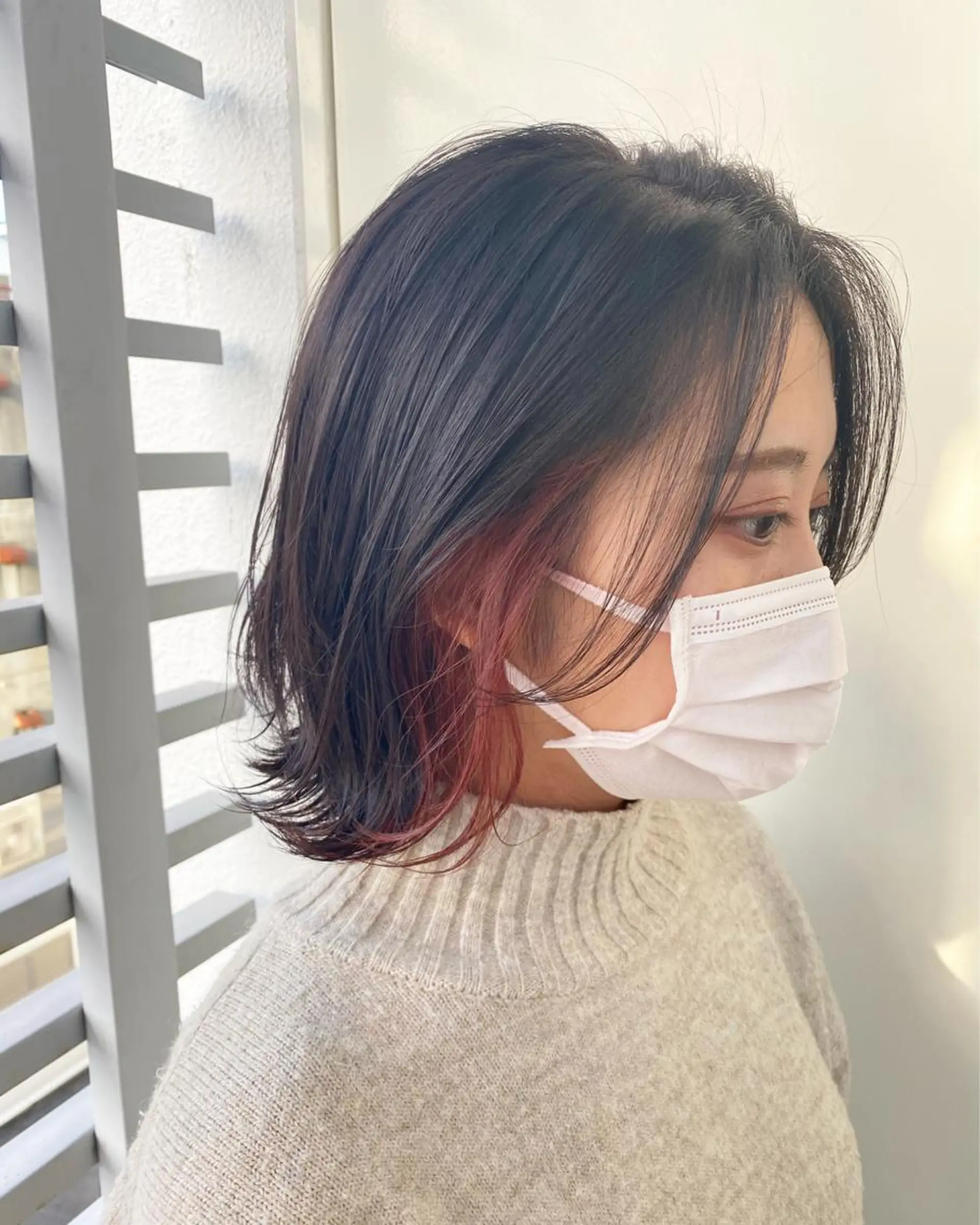 ミディアム カラー 韓国ヘア顔周りカット 艶髪ベージュtamaのヘアスタイル