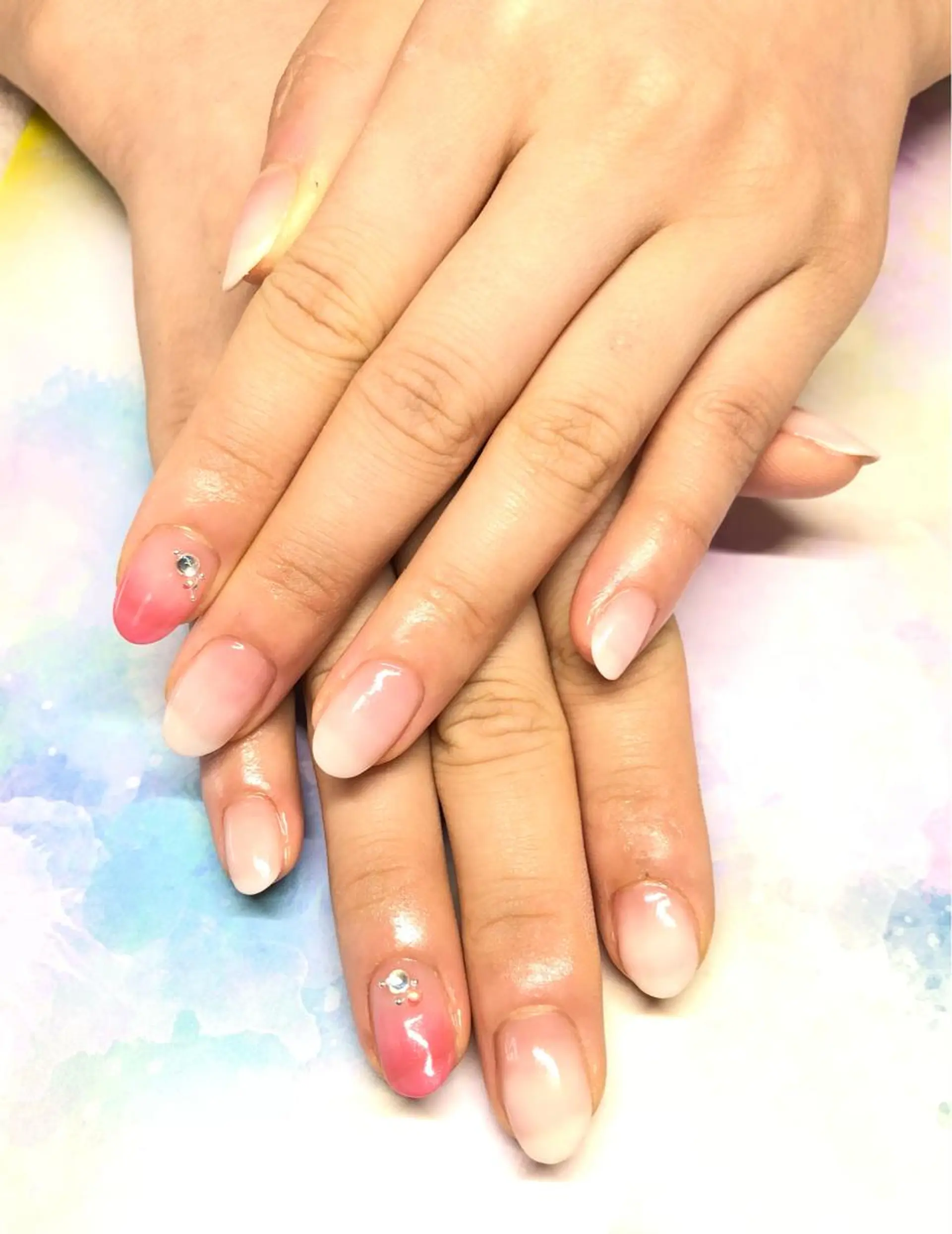 ネイル クリアネイル 赤色 ホワイト Mirei NAIL 金児のネイルデザイン