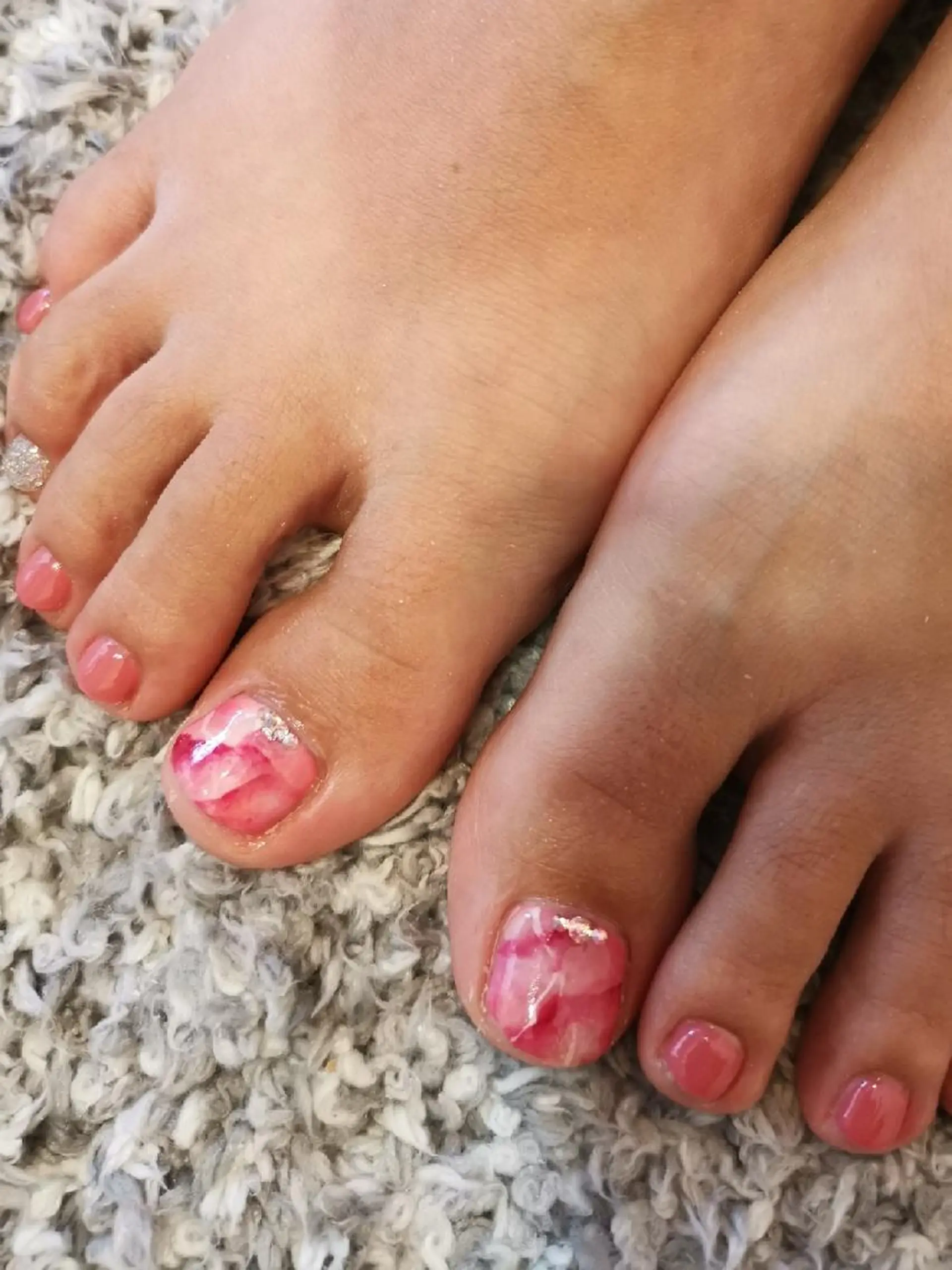 ネイル 大理石ネイル(マーブル) ピンク フットネイル 人気エリア💖完全個室【ルリエ】所属・ネイルサロン Lelienルリエのネイルデザイン