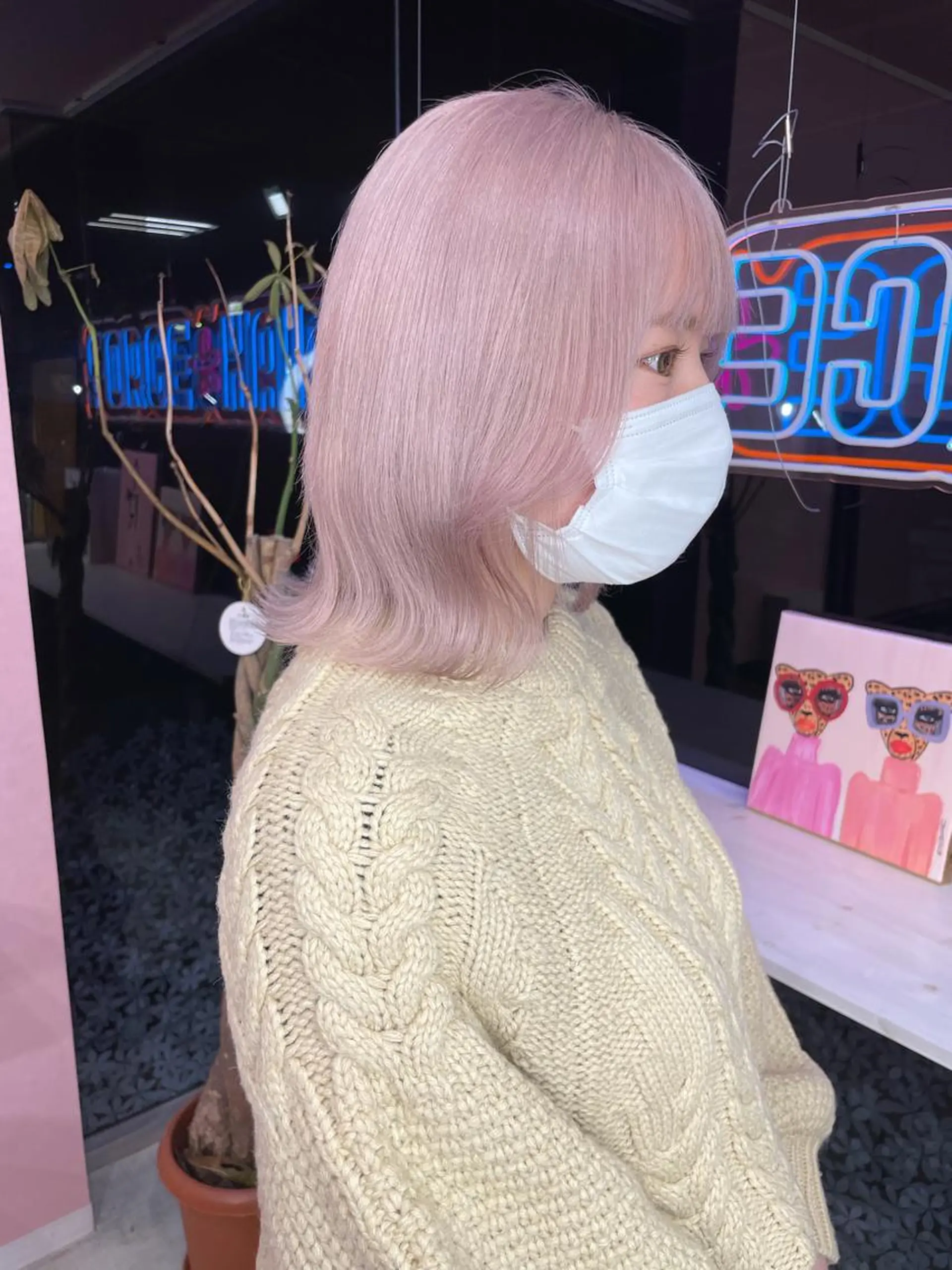 ミディアム カラー ブリーチ デザインカラー ハイトーンカラー インナーカラー ピンクカラー ヘアカラー force  hair所属・🫧富田 苑実🫧のヘアスタイル