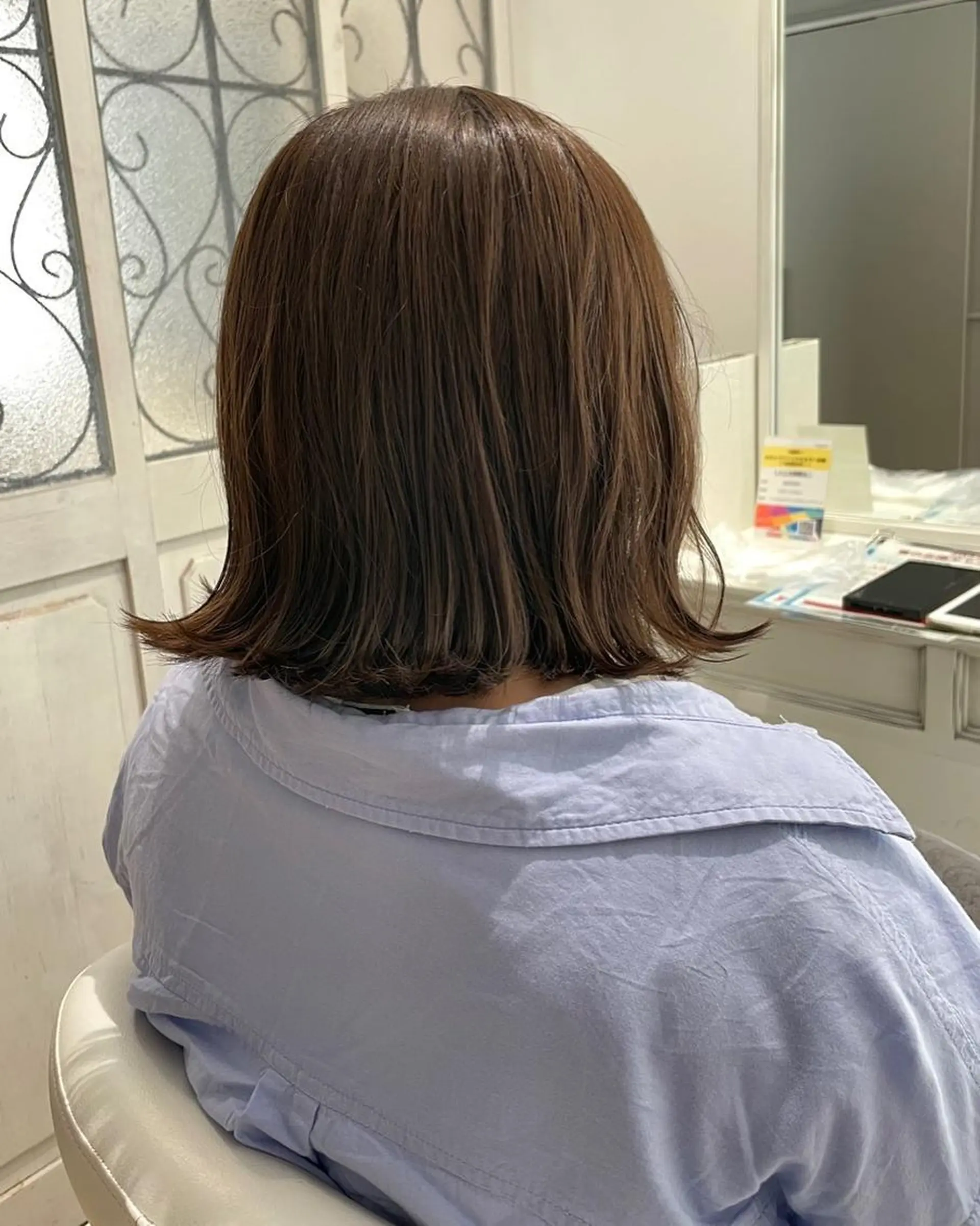 ミディアム カラー パーマ ヘアアレンジ メンズ キッズ ネイル マツエク・マツパ アッシュ アッシュブラウン ブラウンカラー カラーマツエク ボブ 🫧垢抜けヘア🫧 SHIORIのヘアスタイル