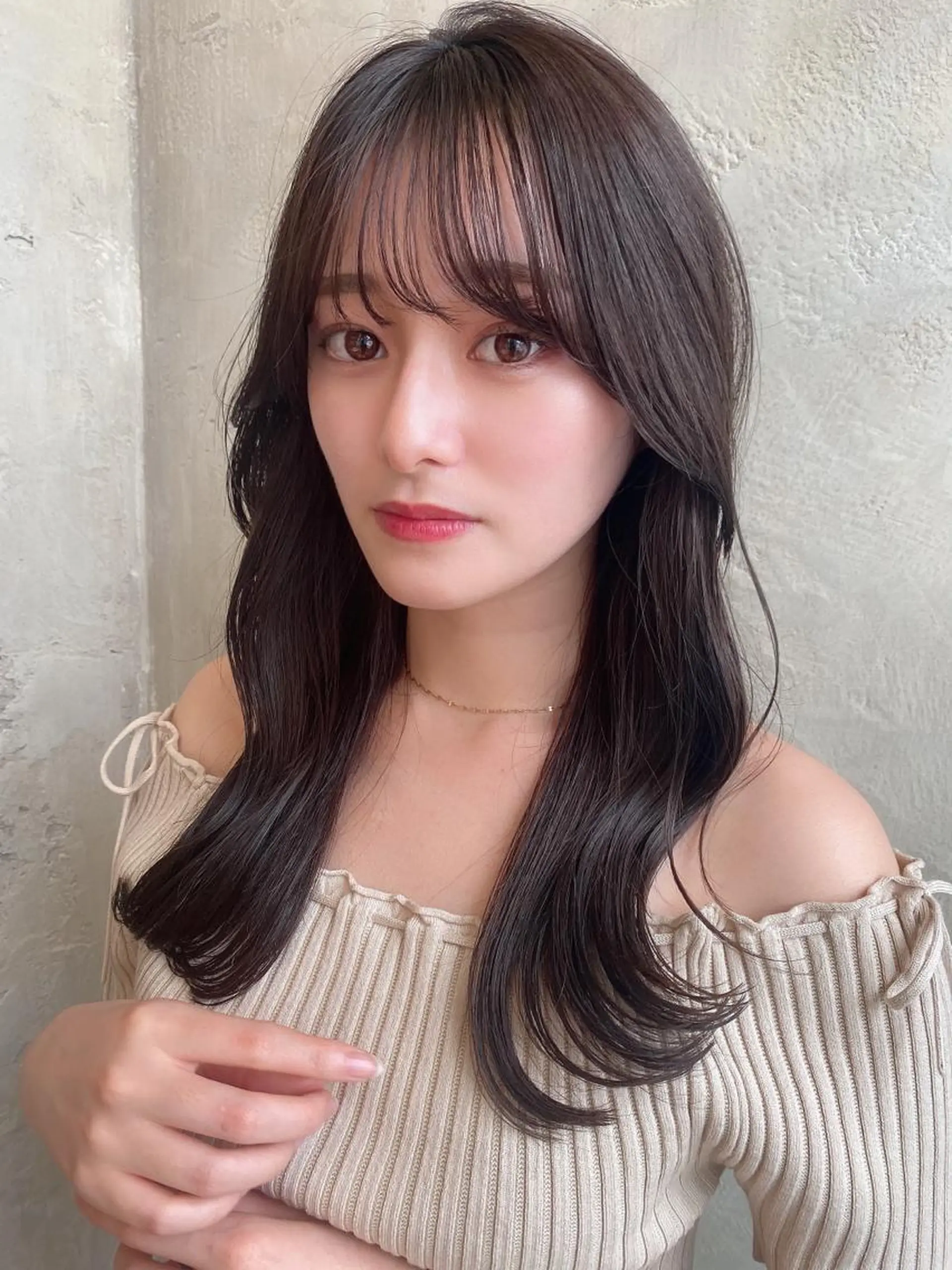 セミロング カラー ベージュカラー ブラウンカラー ブラウンベージュ くびれヘア カット ヘアカラー トリートメント 顔周り/くびれヘア 韓国ヘア💕風間るなのヘアスタイル