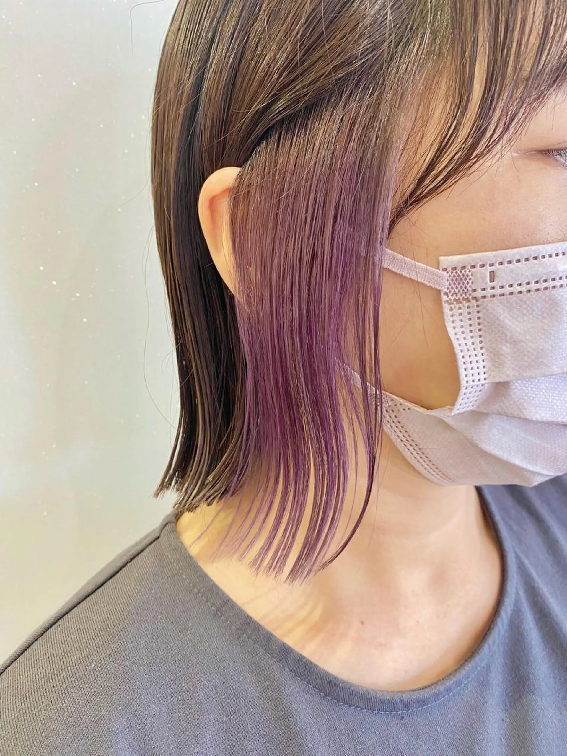 ショート カラー 透明感カラー インナーカラー ボブ 顔周りカット 髪質改善 ef西大寺所属・Koyo  ボブ / レイヤースタイルのヘアスタイル