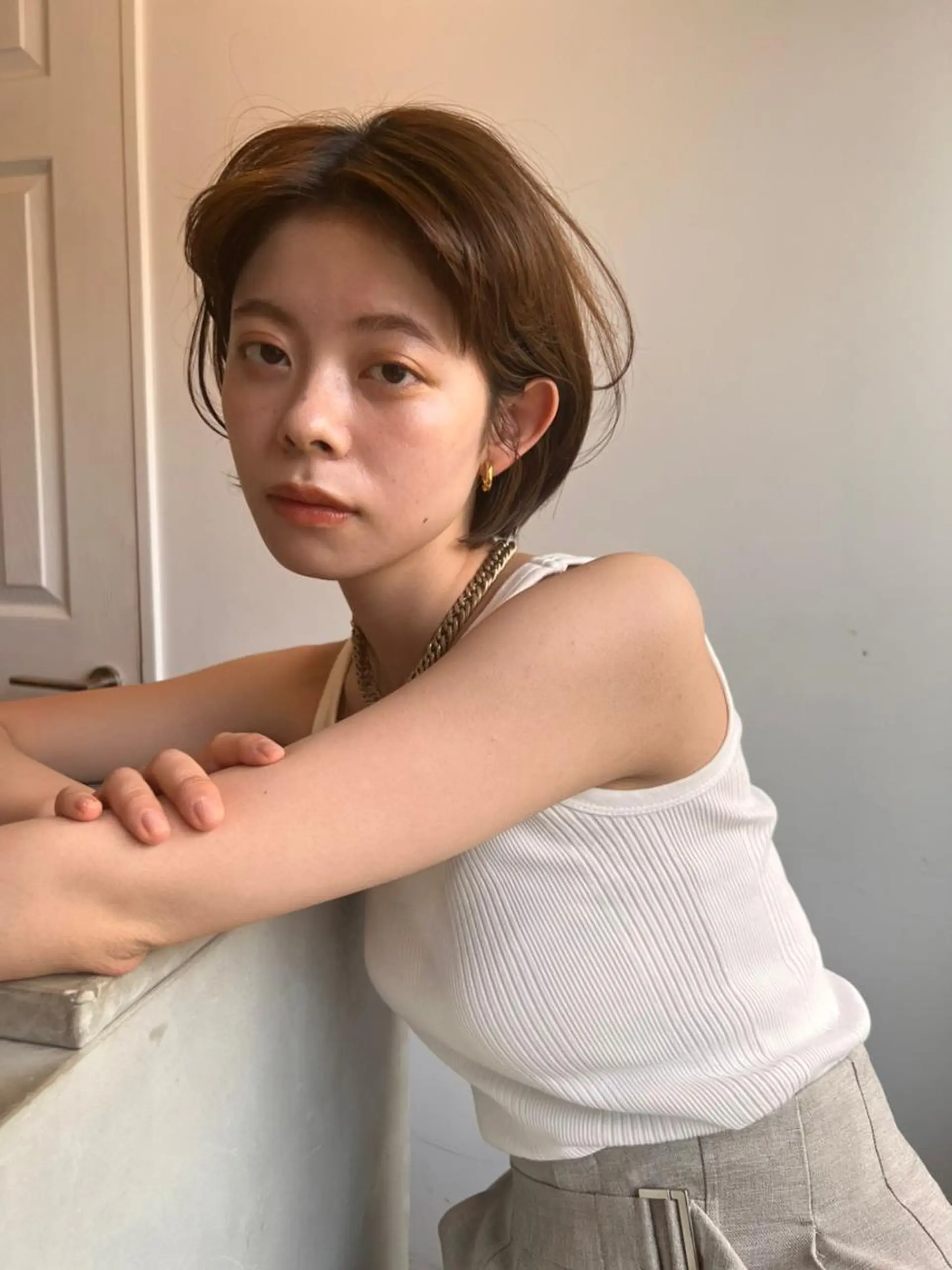 ショート カラー パーマ アディクシーカラー ブリーチ ブロンド ブルーカラー ハイライトカラー CEINE PATHのヘアスタイル