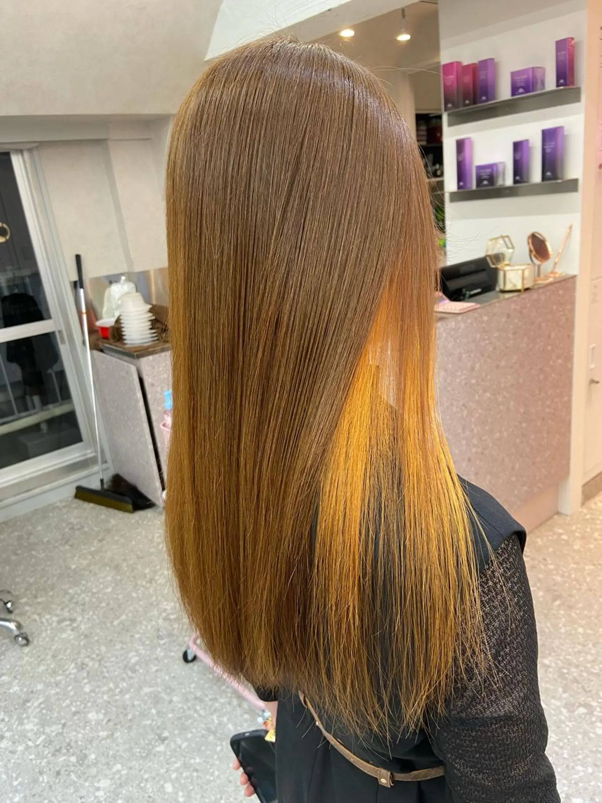 ロング カラー シールエクステ ブリーチ ブラウンカラー ケアカラー ダブルカラー カット ヘアカラー トリートメント 新宿/韓国ヘア 中明度カラー/かやのヘアスタイル