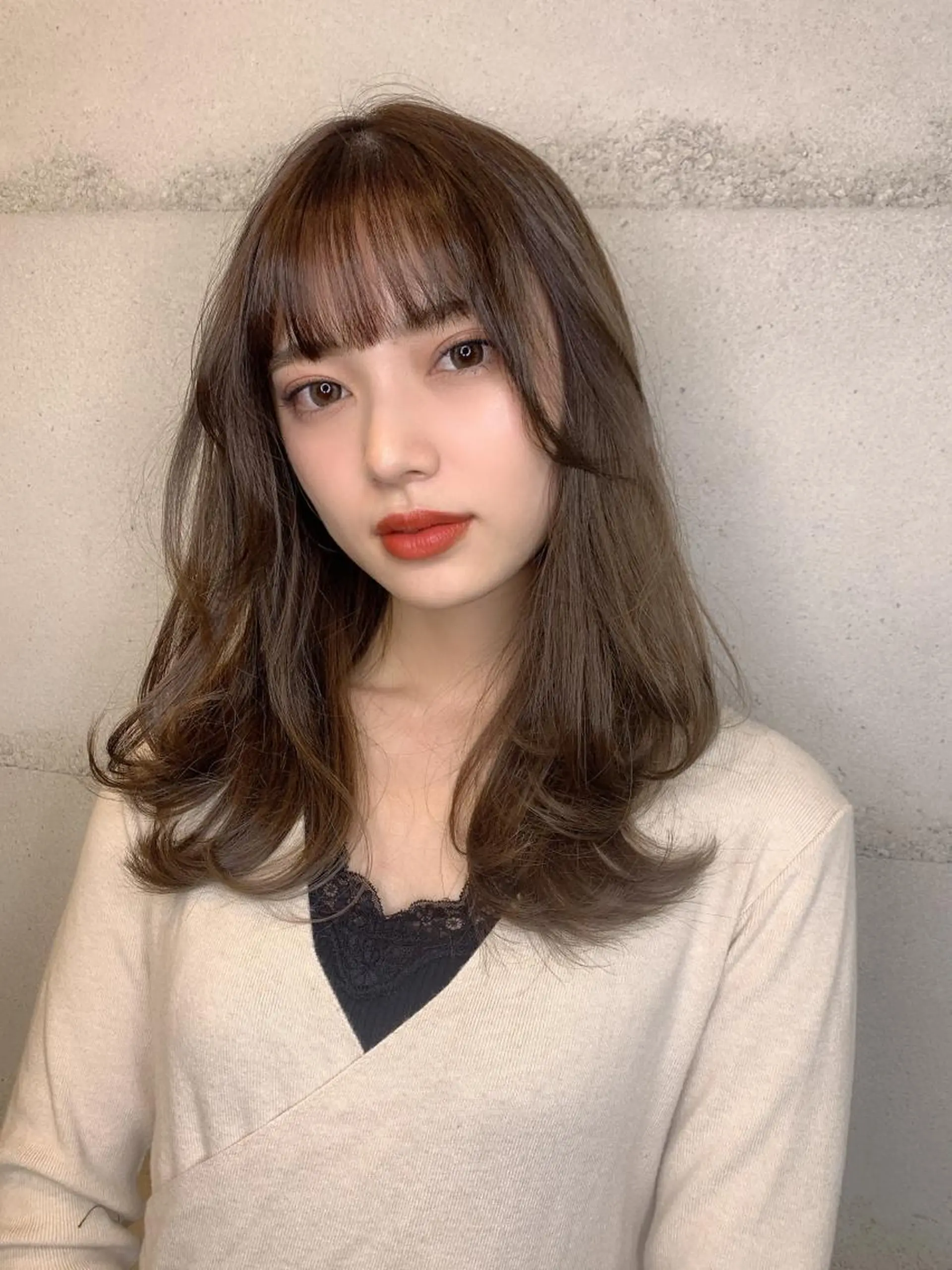 ミディアム カラー 透明感/オリーブ/ グレージュ/YUKAのヘアスタイル