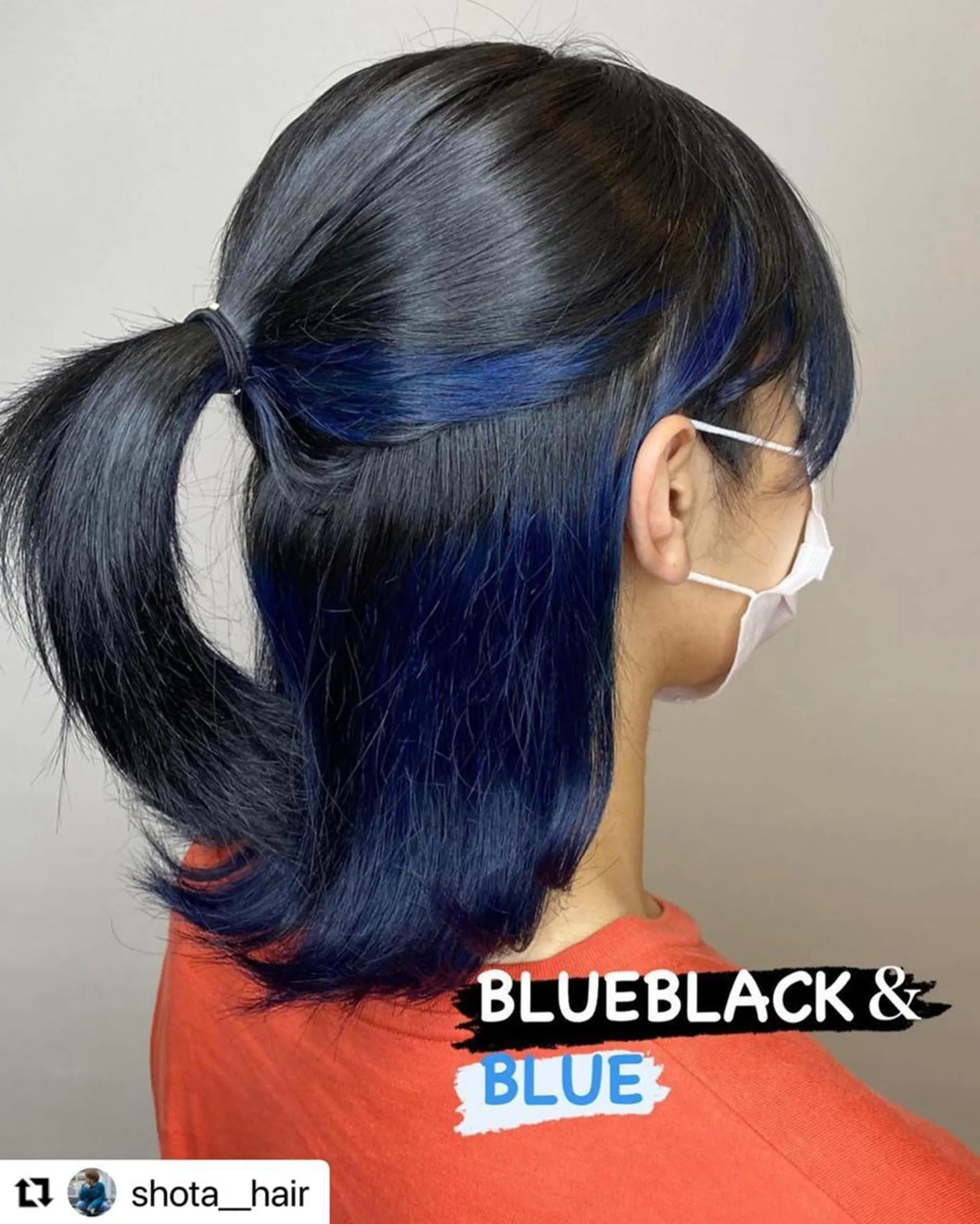 ミディアム カラー メンズ メンズウルフカット 黒髪 ブルーカラー ブルーブラック ウルフカット 🩷Eny terrace🩷のヘアスタイル