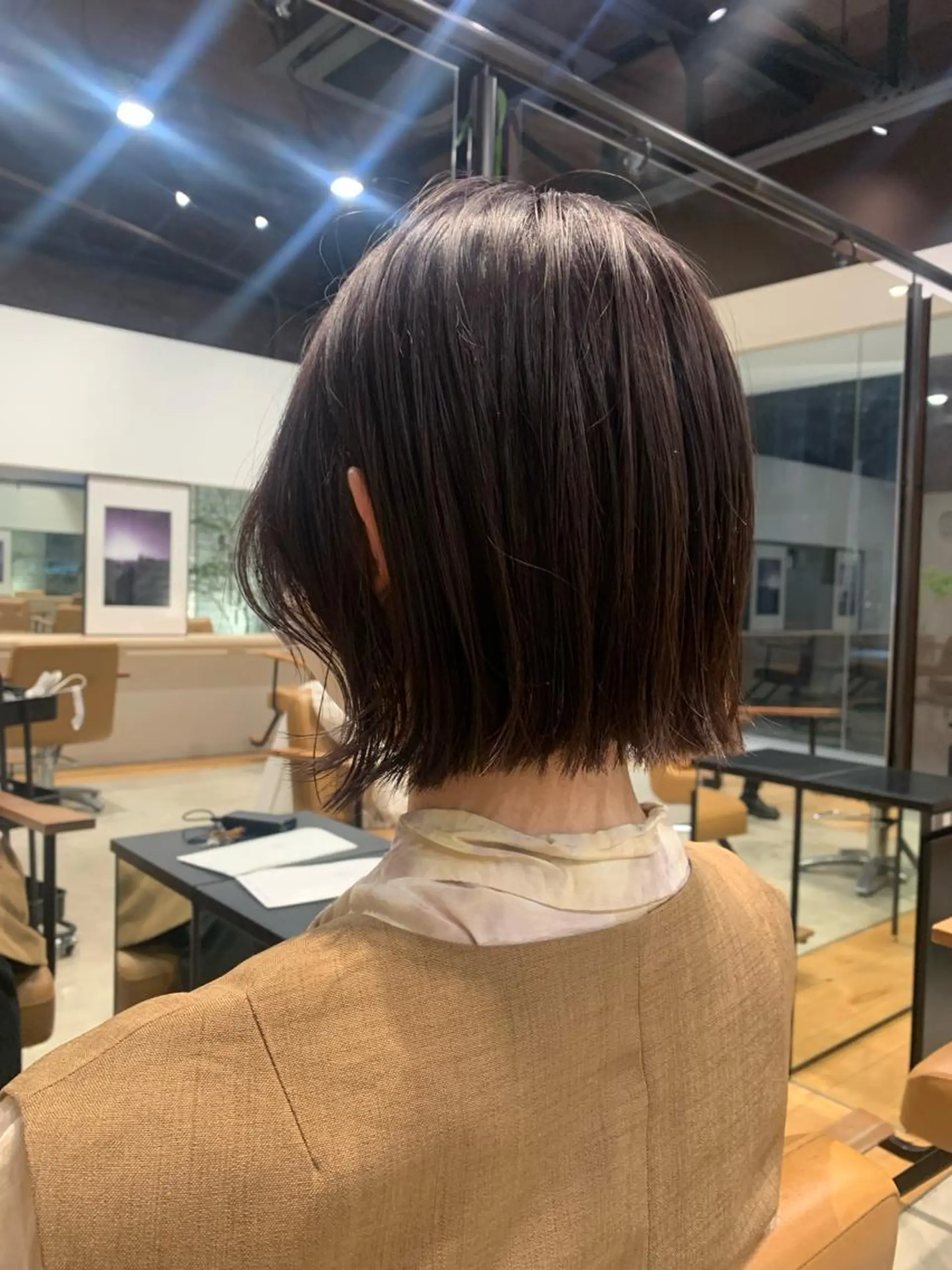 ショート 切りっぱなしボブ ボブ カット ヘアカラー marino/ カラー/顔周りカットのヘアスタイル