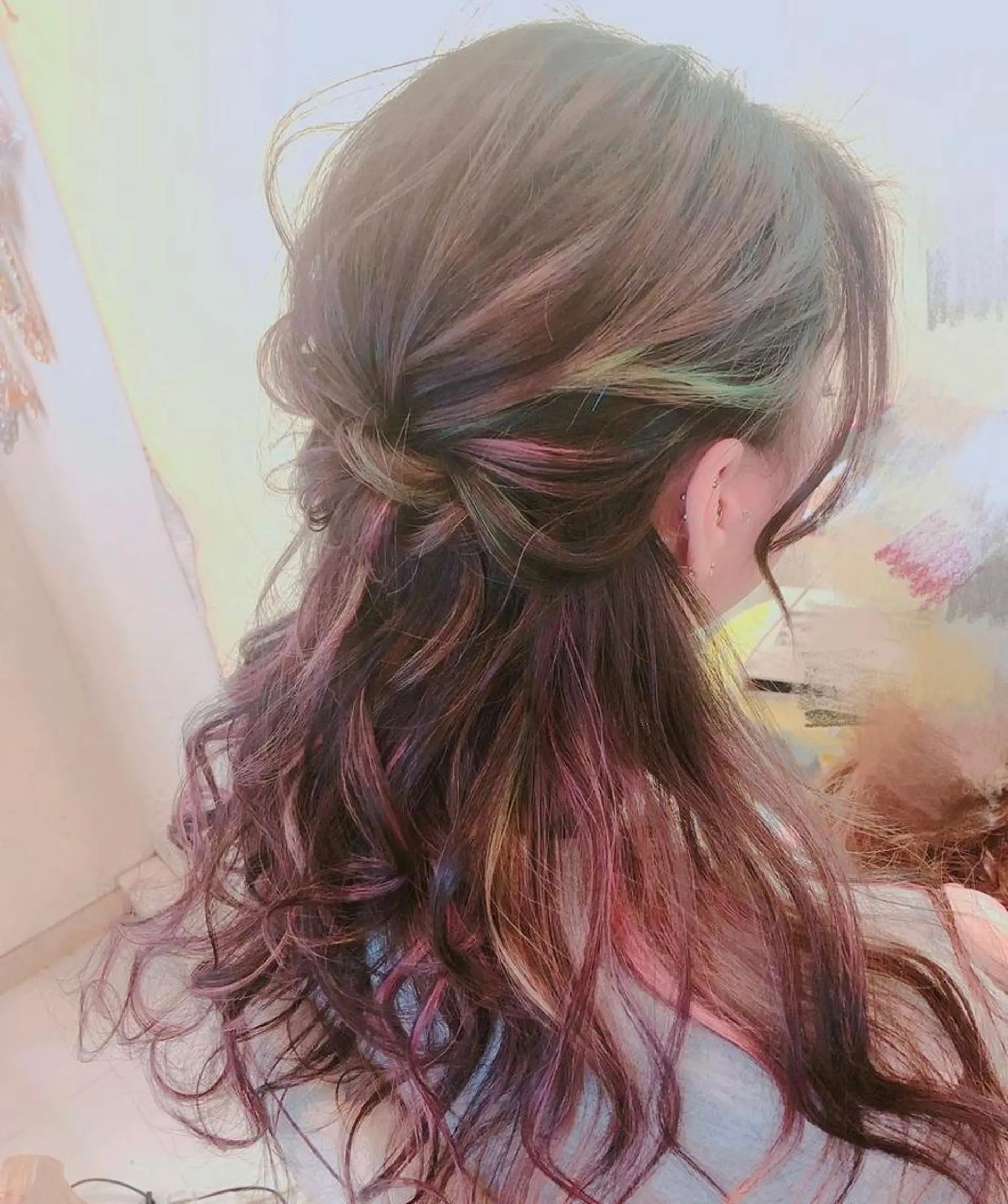 ロング ヘアアレンジ ハーフアップ ヘアセット 竹野 実優のヘアスタイル