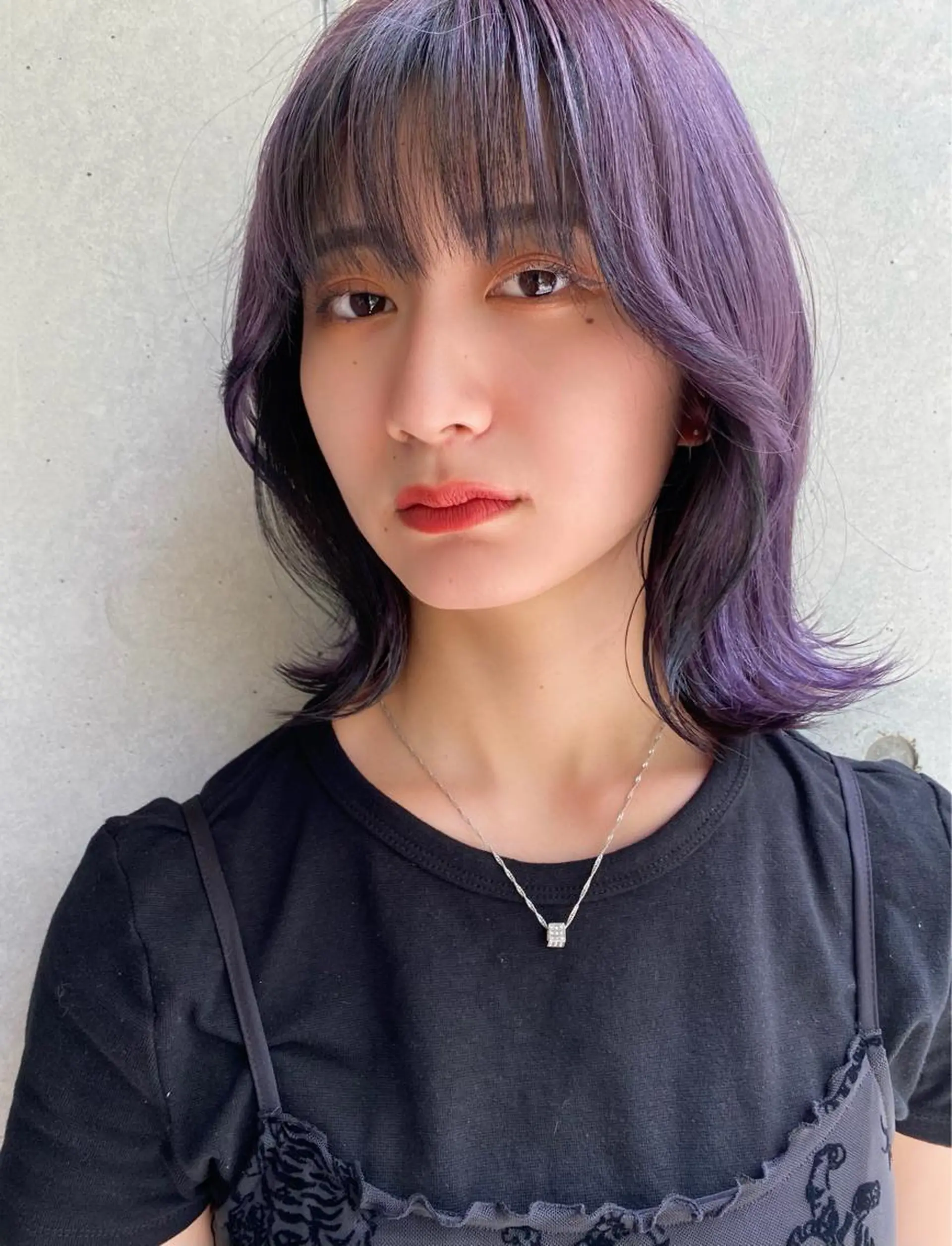 ミディアム カラー 透明感カラー ラベンダーカラー 顔周りカット 韓国風ヘア フクダ ジュリのヘアスタイル