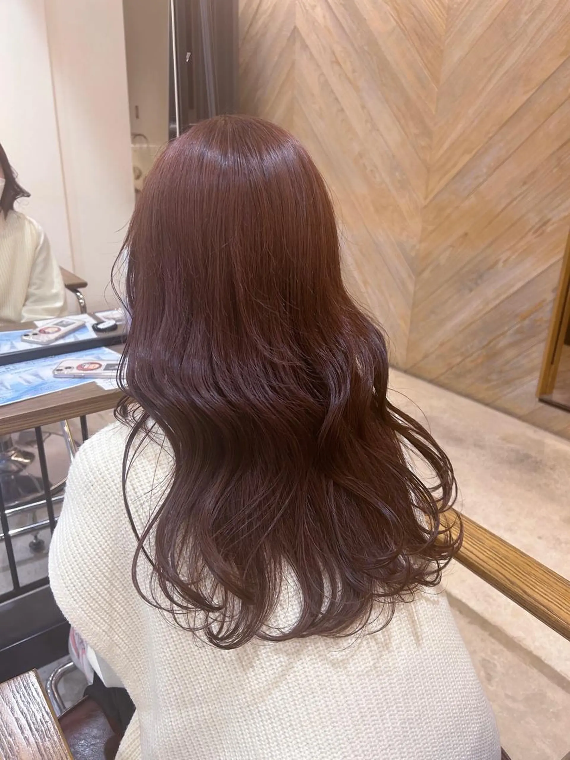 ロング ピンクブラウン 韓国風ヘア カット ヘアカラー トリートメント 透明感カラー/ 髪質改善✨️💞萌愛のヘアスタイル