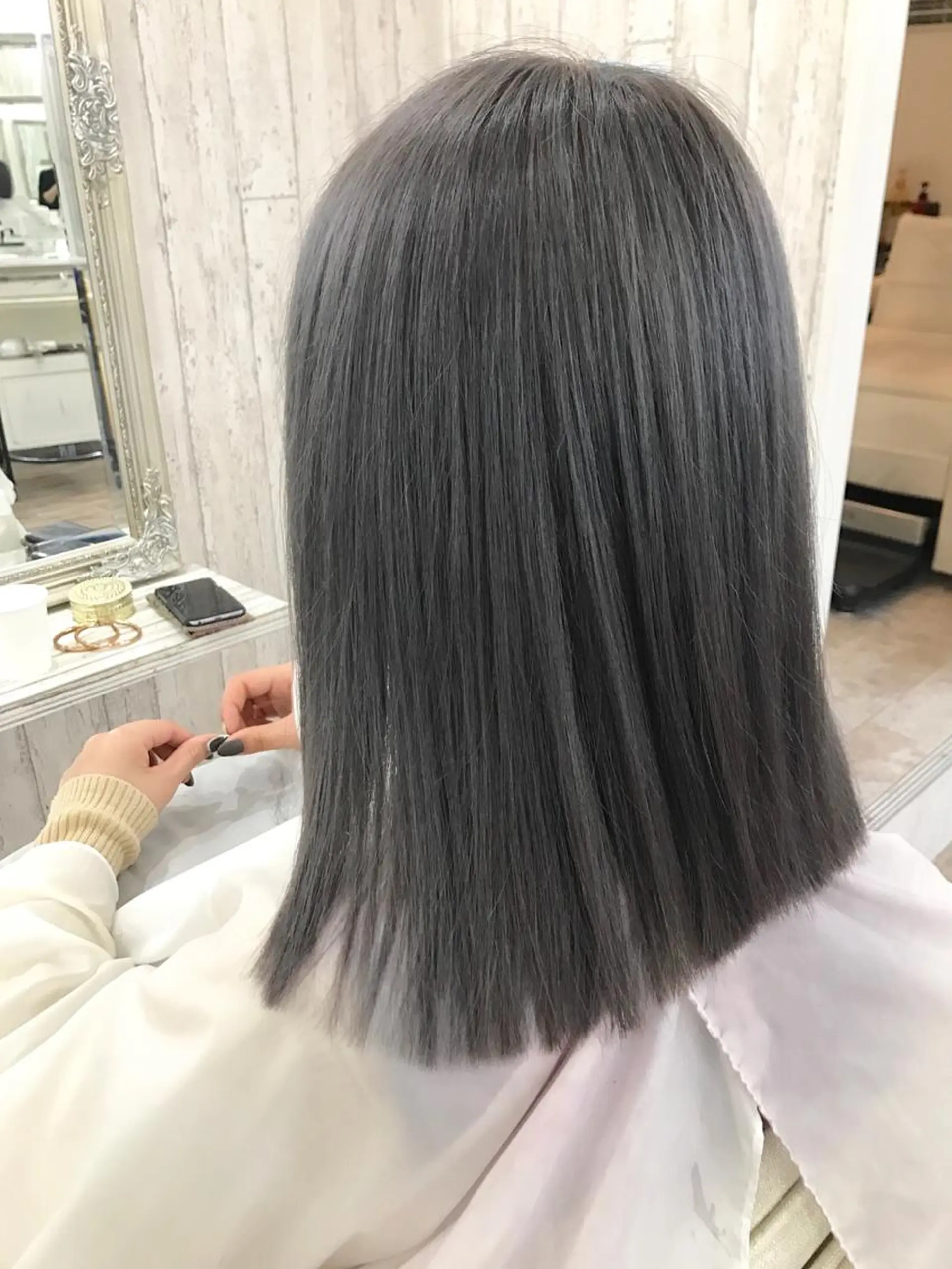 ミディアム カラー 前髪カット無料🎉 髪質改善✨影山湧市のヘアスタイル