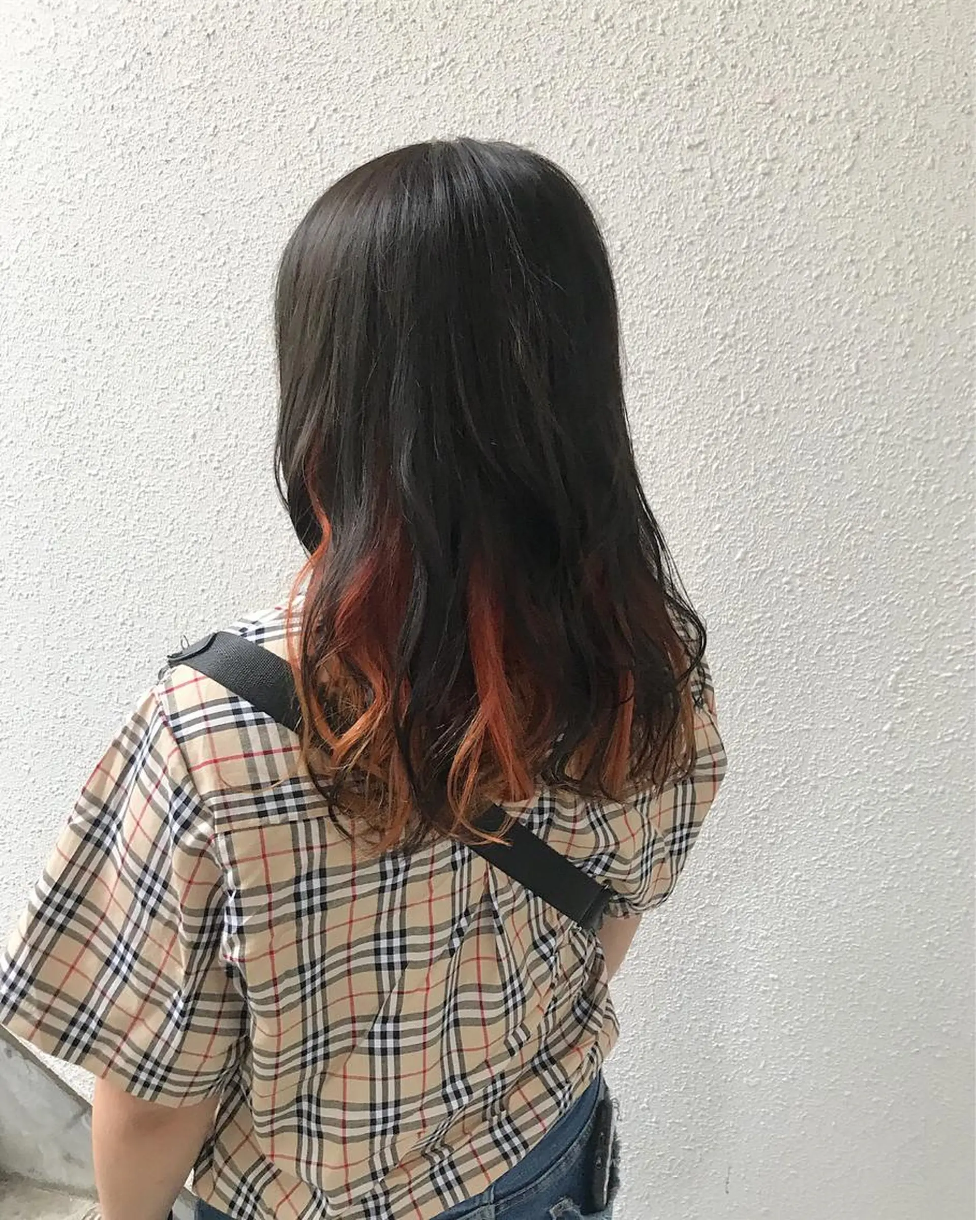 ミディアム カラー ダブルカラー インナーカラー オレンジ インナーカラー/天神 ブリーチ/吉田のヘアスタイル