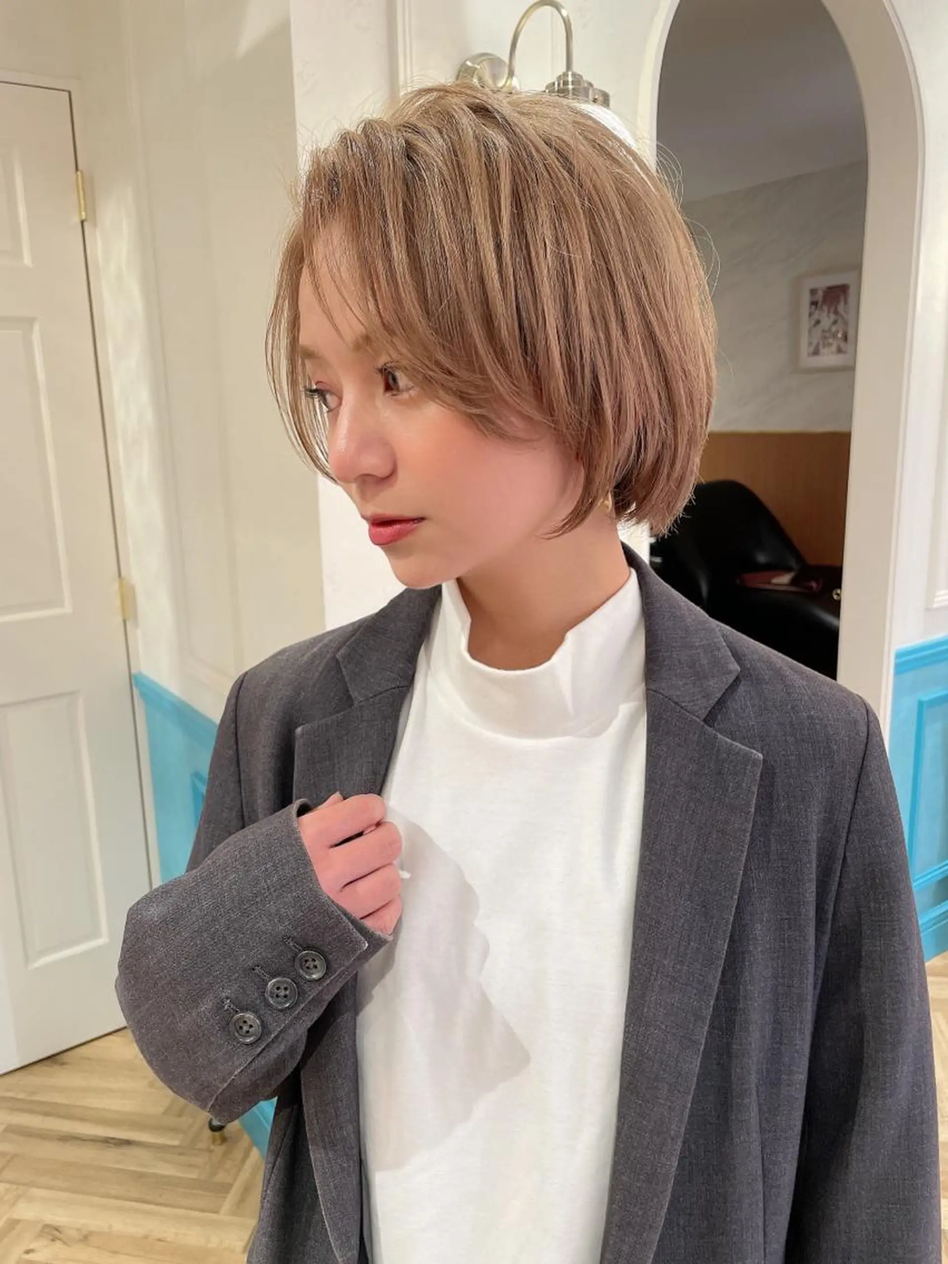 ショート カラー カット ヘアカラー トリートメント 縮毛/ショート/ ボブ/レイヤー/小原のヘアスタイル