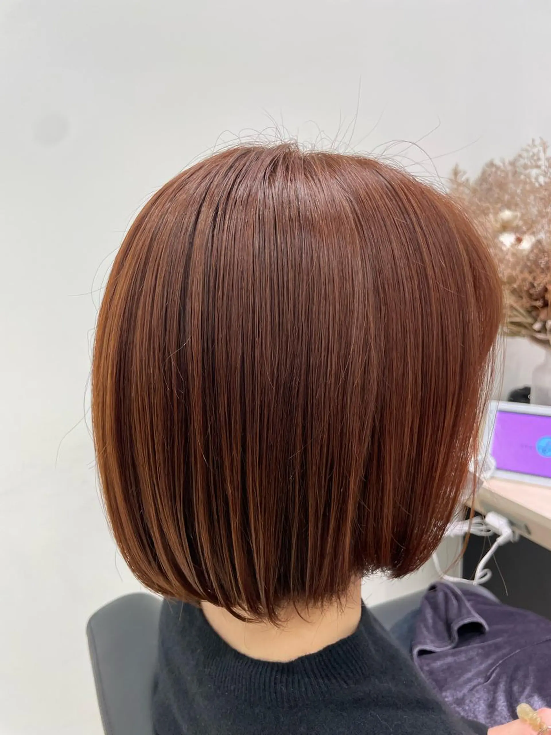 ミディアム カラー オレンジ ヘアカラー クロスパーマ/うる艶 カラー/Kurumiのヘアスタイル